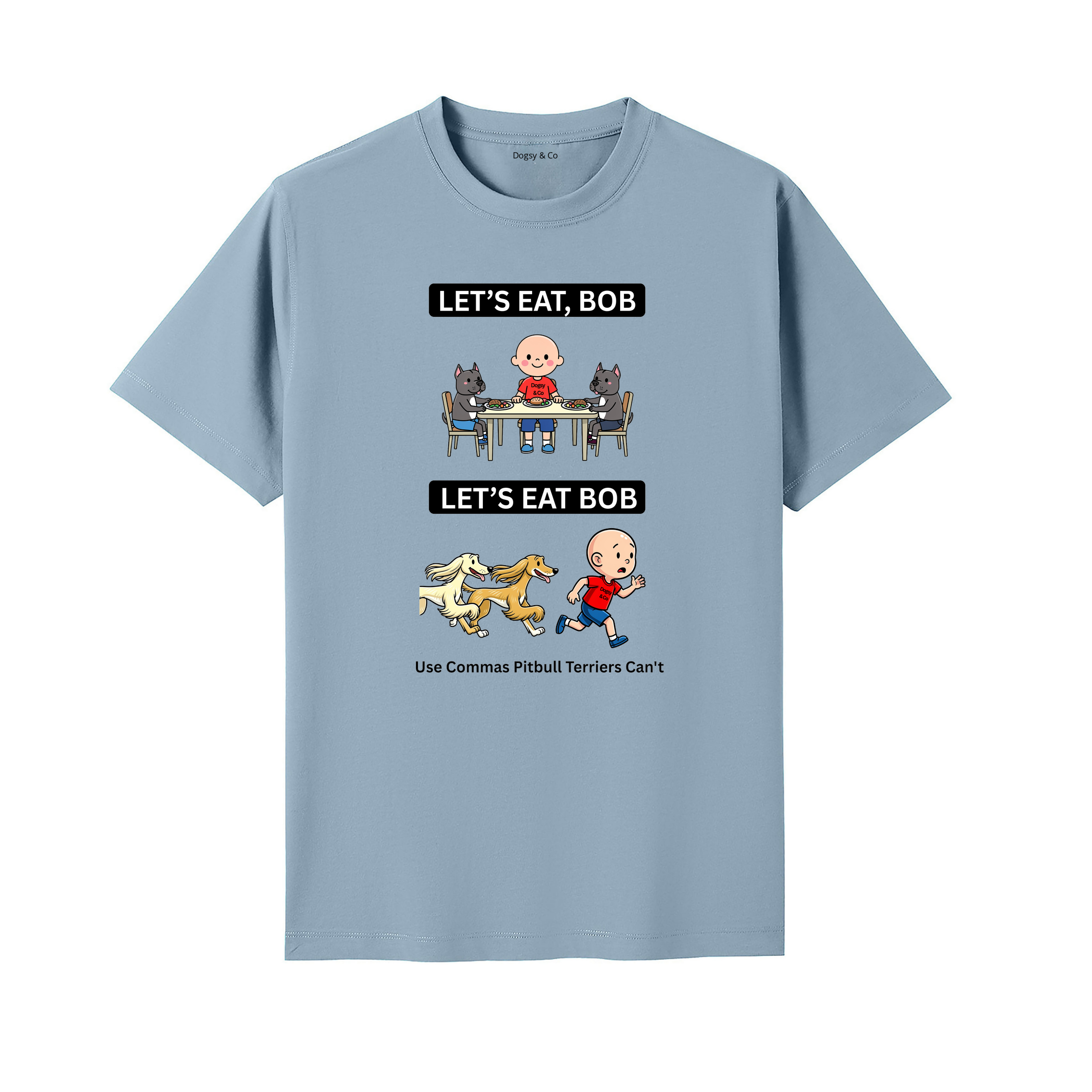 American Pitbull Terrier Let's Eat Bob T-Shirt - seafoam blue