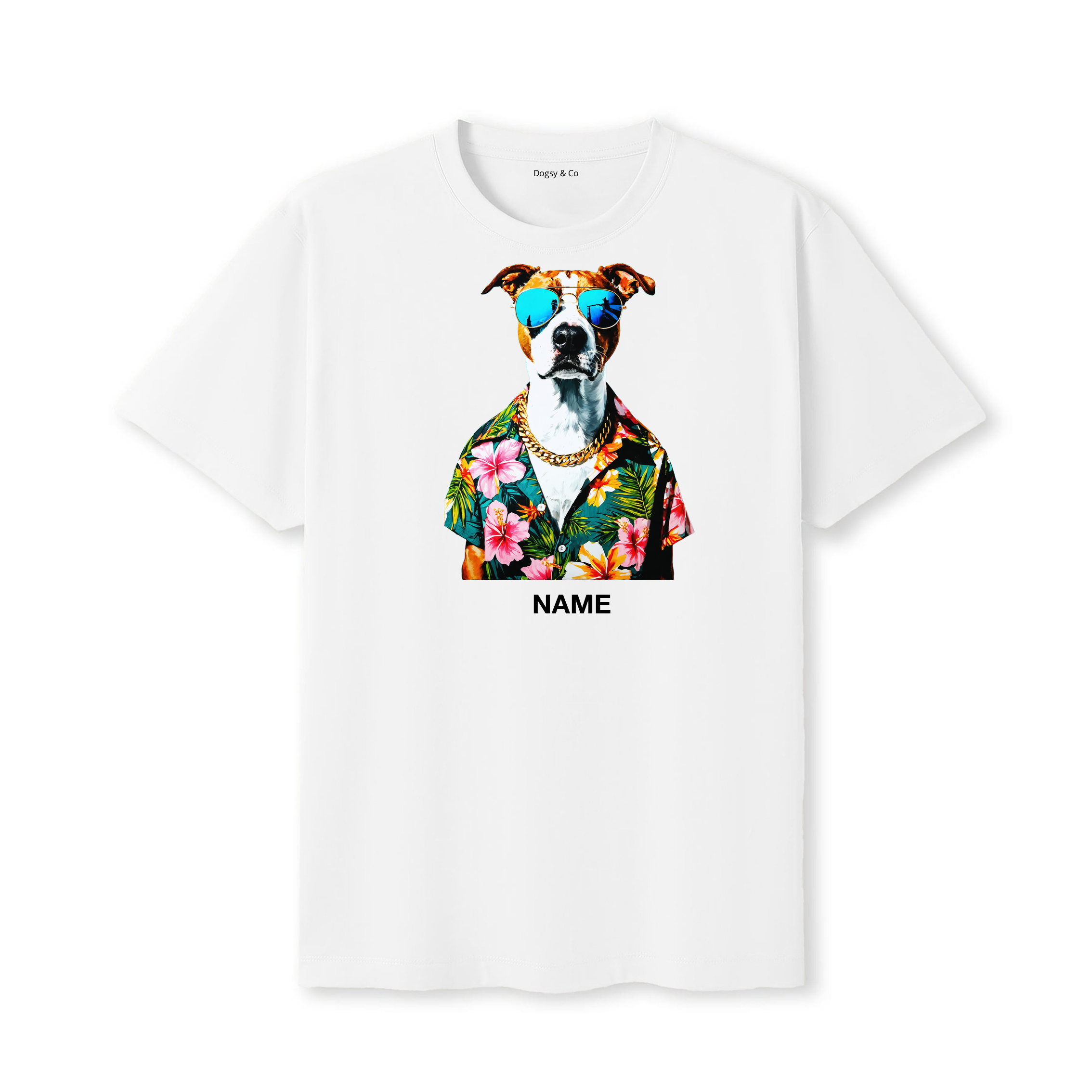 American Staffordshire Terrier Hawaii Dog Custom T-Shirt - White