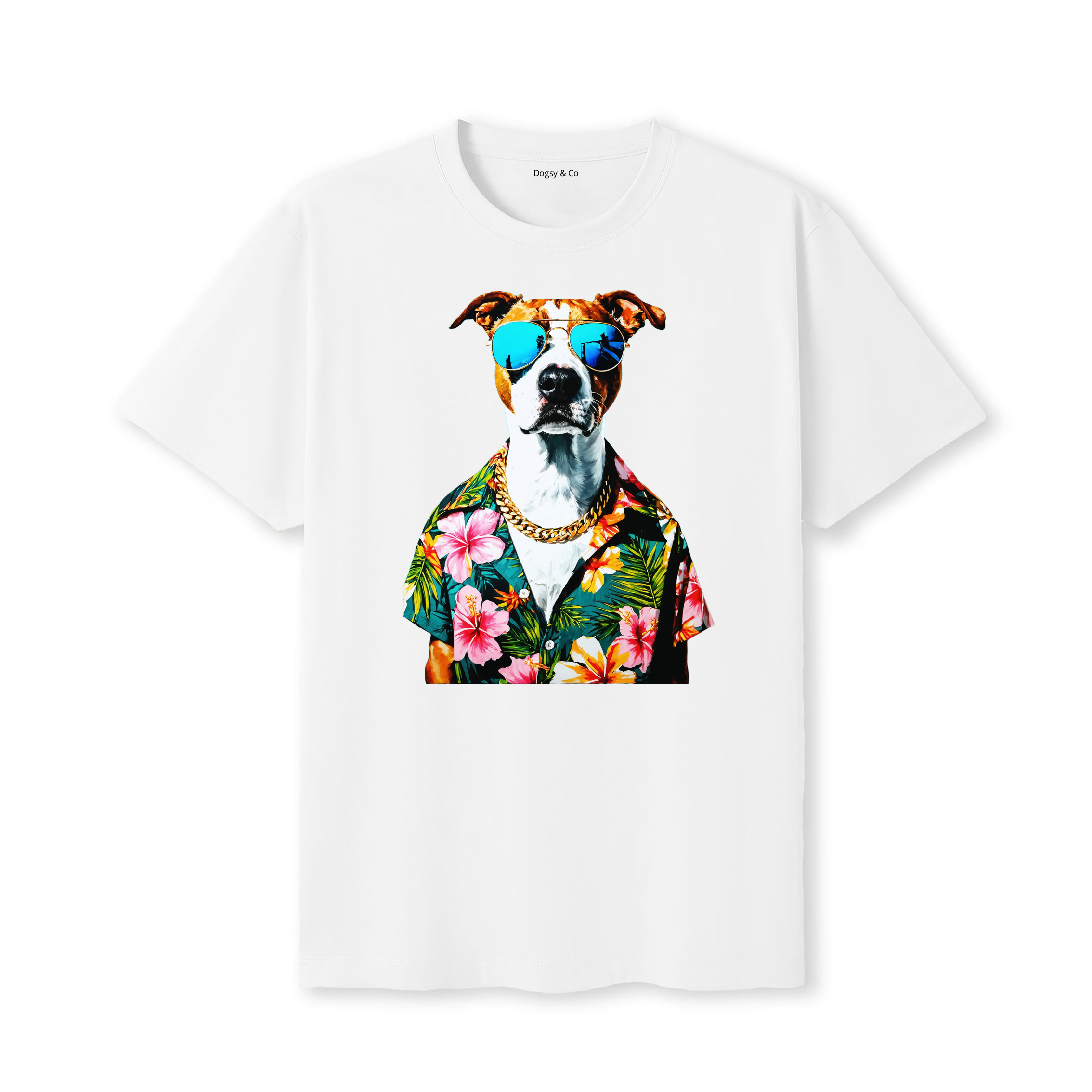 American Staffordshire Terrier Hawaii Dog T-Shirt - White