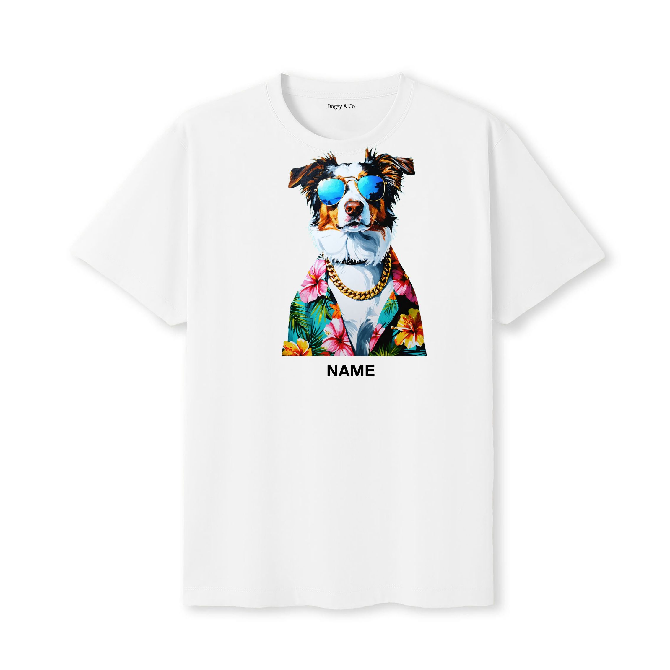 Australian Shepherd Hawaii Dog Custom T-Shirt - White