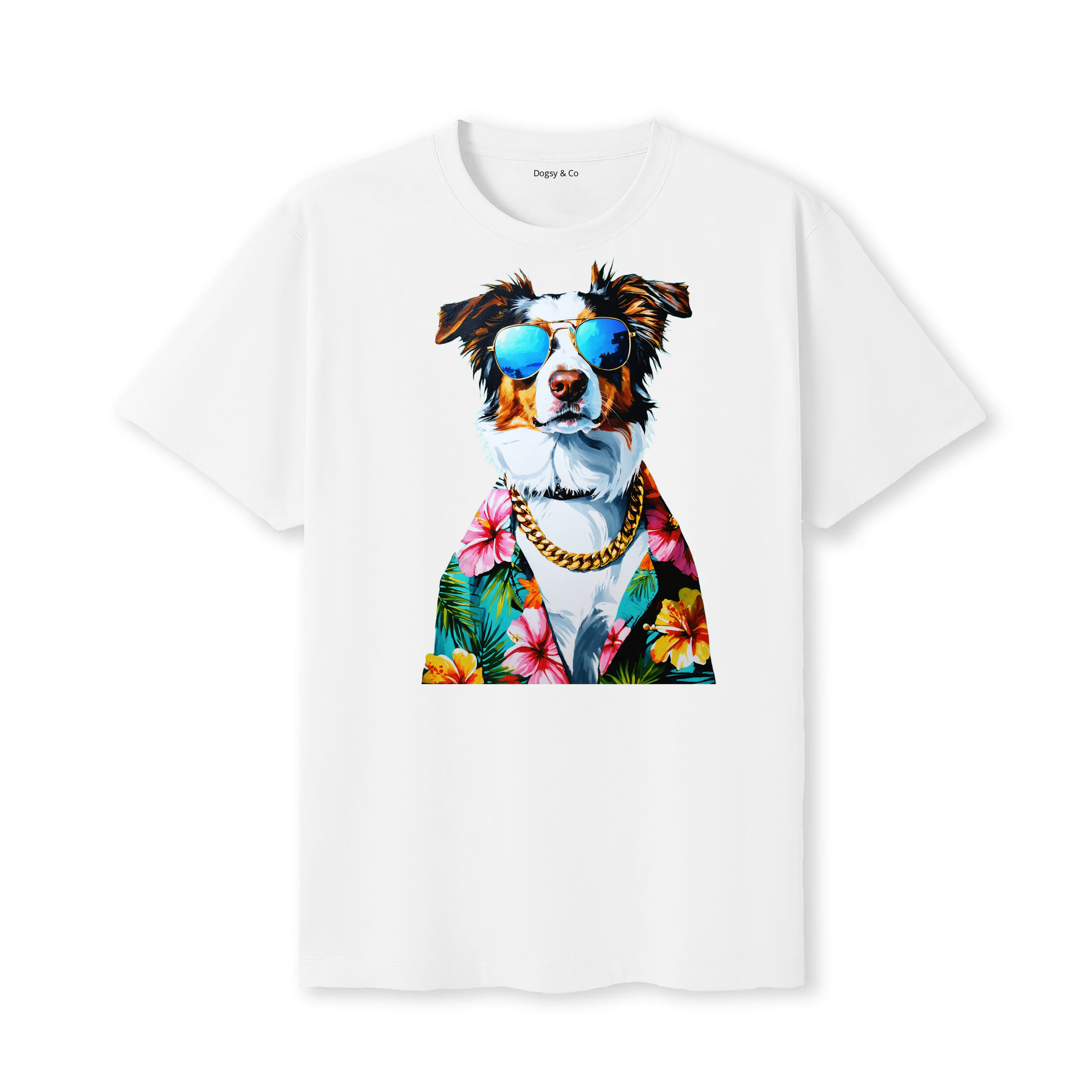 Australian Shepherd Hawaii Dog T-Shirt - White
