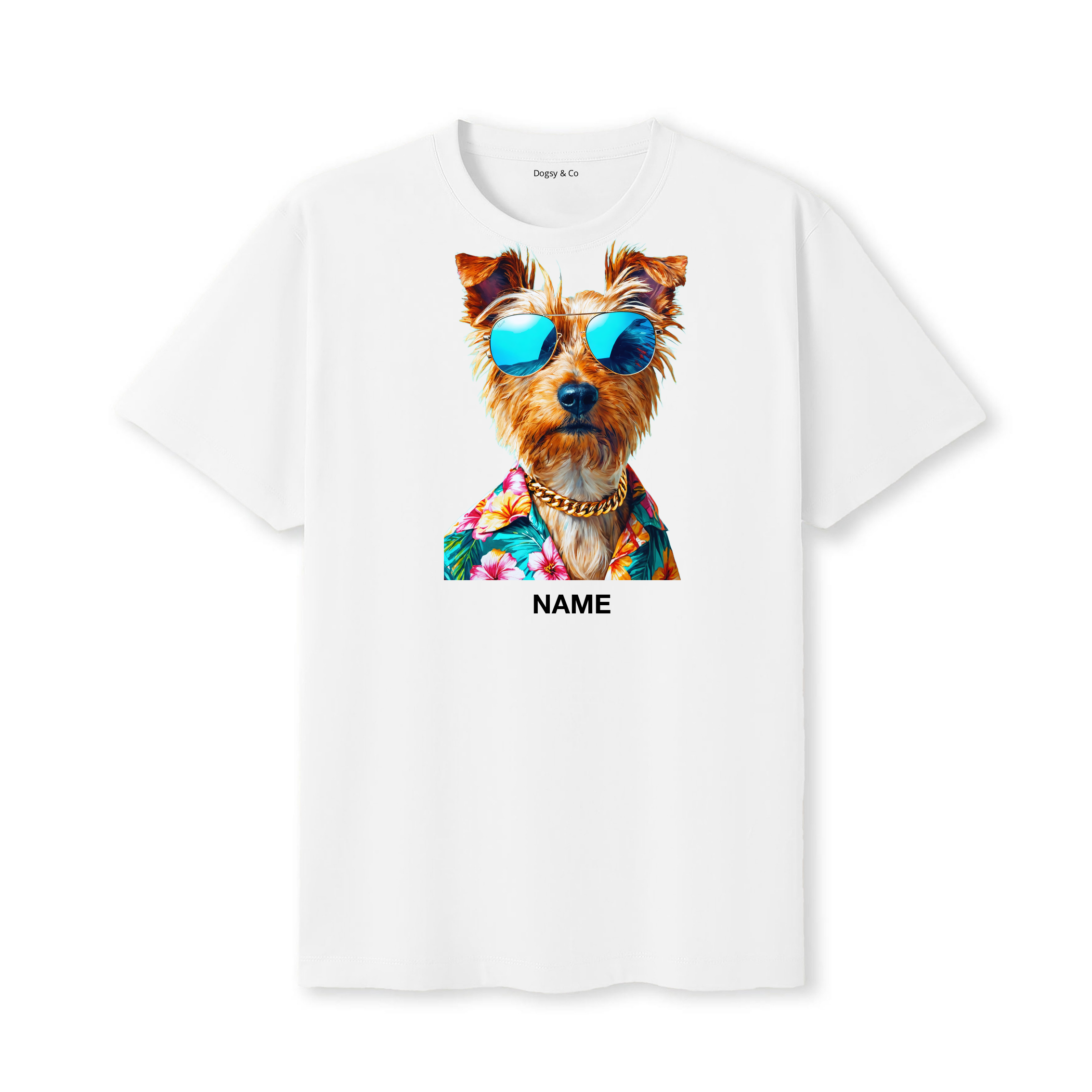 Australian Silky Terrier Hawaii Dog Custom T-Shirt - White