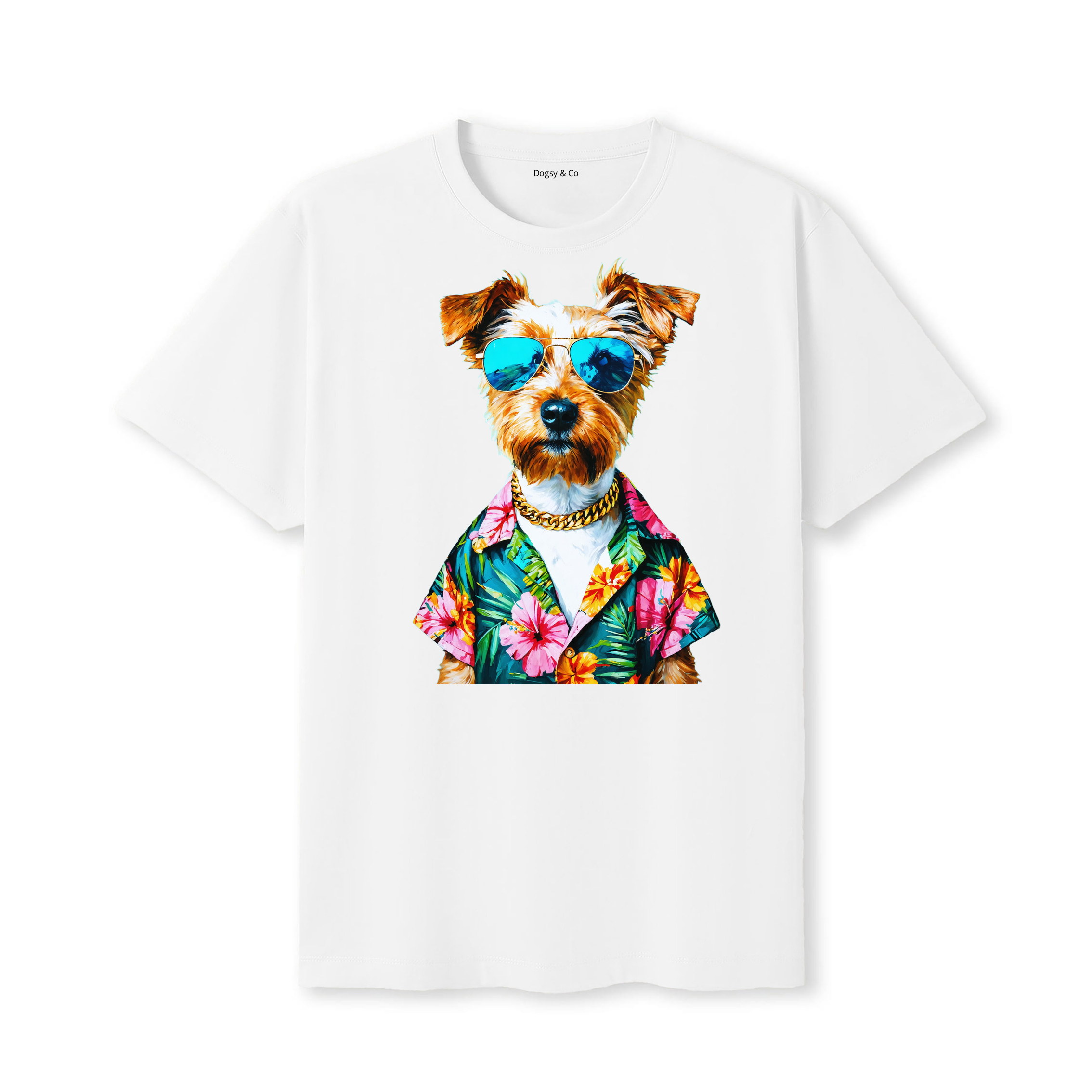 Australian Terrier Hawaii Dog T-Shirt - White