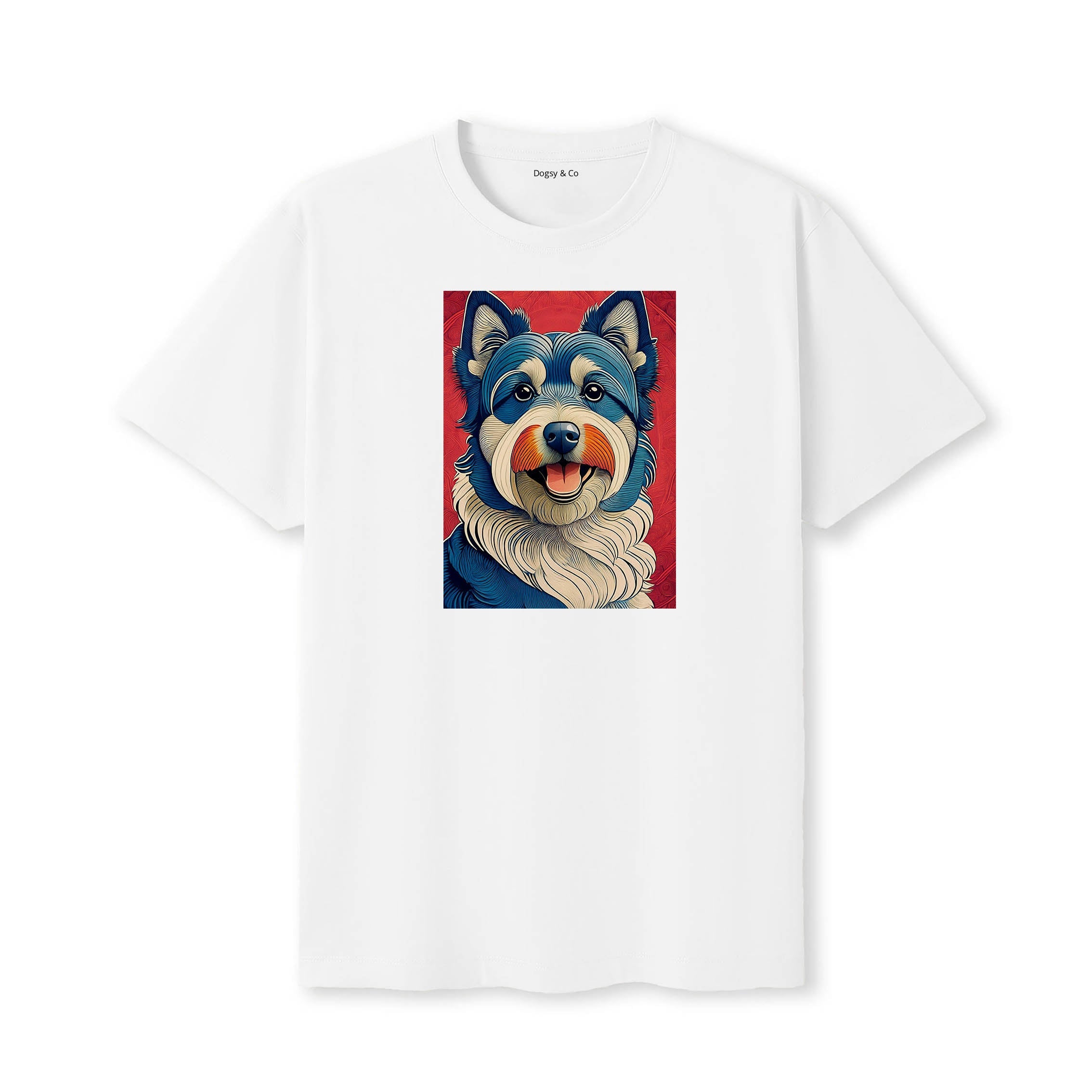 Australian Terrier Hokusai Dog Portrait T-Shirt White
