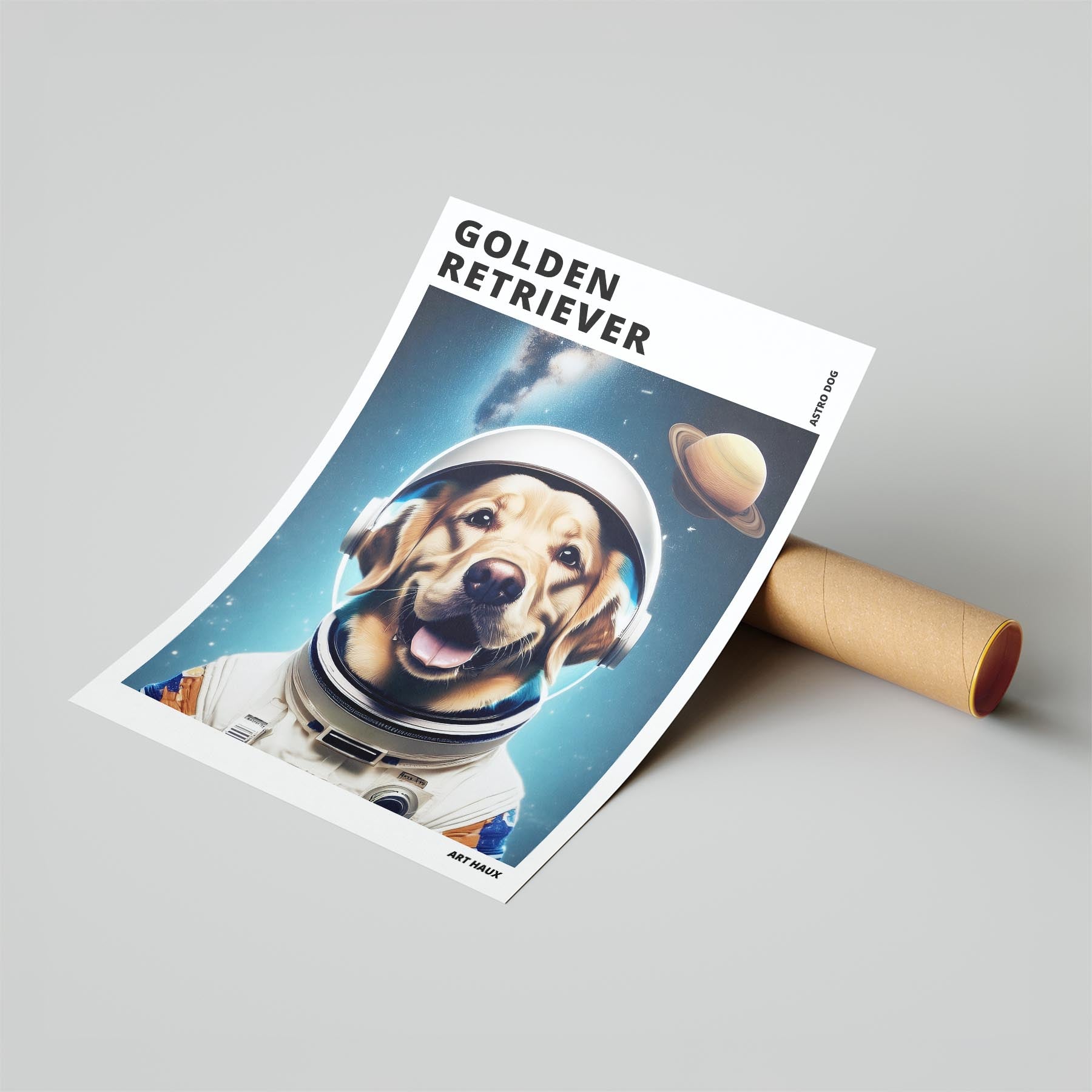 Golden Retriever Astronaut Dog Series with Text Astro Dog image 6
