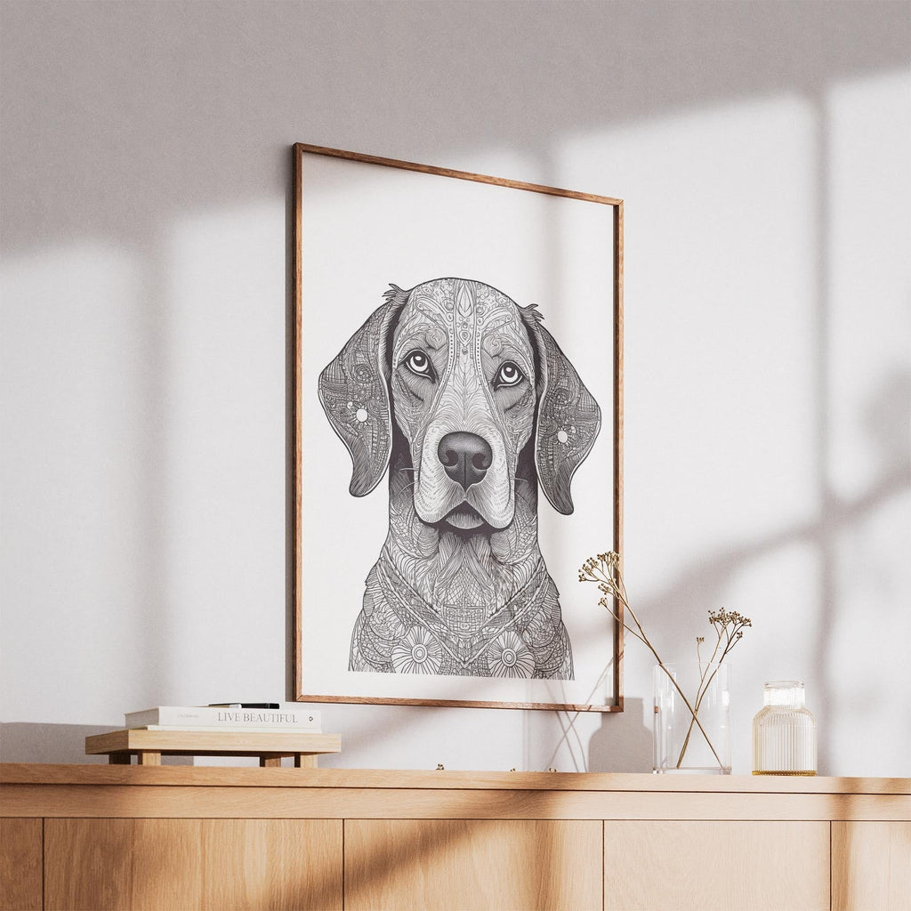 English Setter Mandala Black and White Dog Series image 5