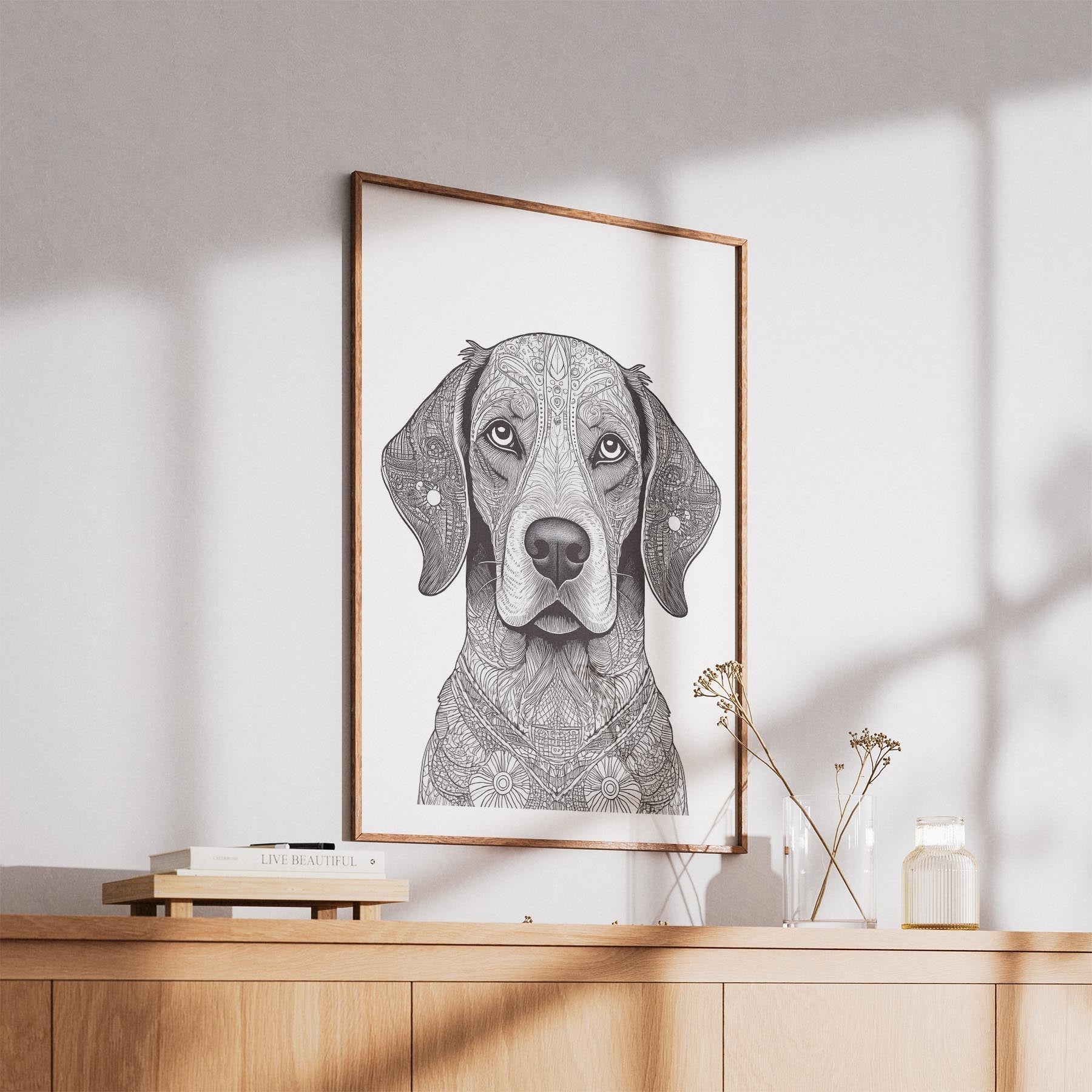 English Setter Mandala Black and White Dog Series image 5