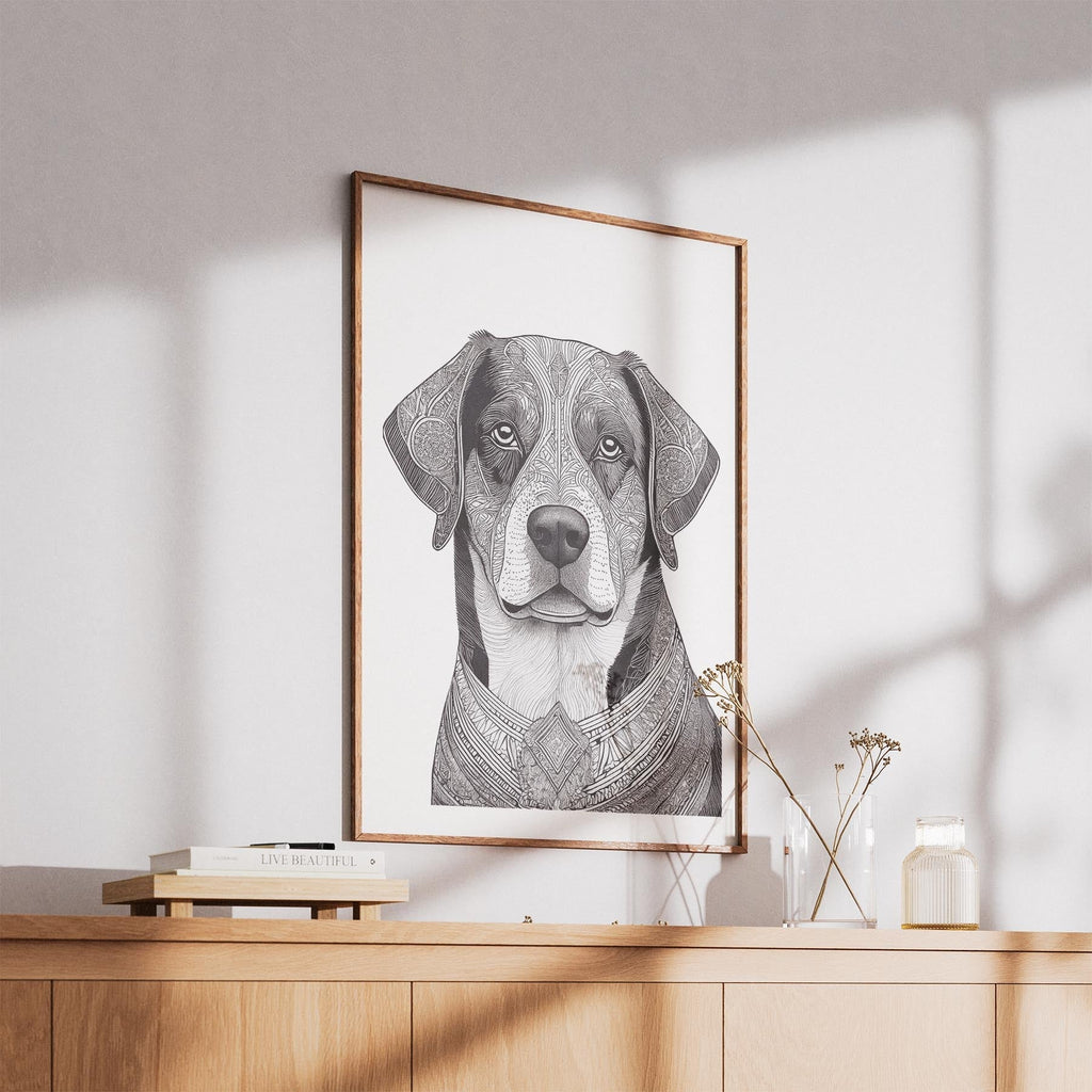 Bernese Mountain Dog Mandala Black and White Dog Series image 5