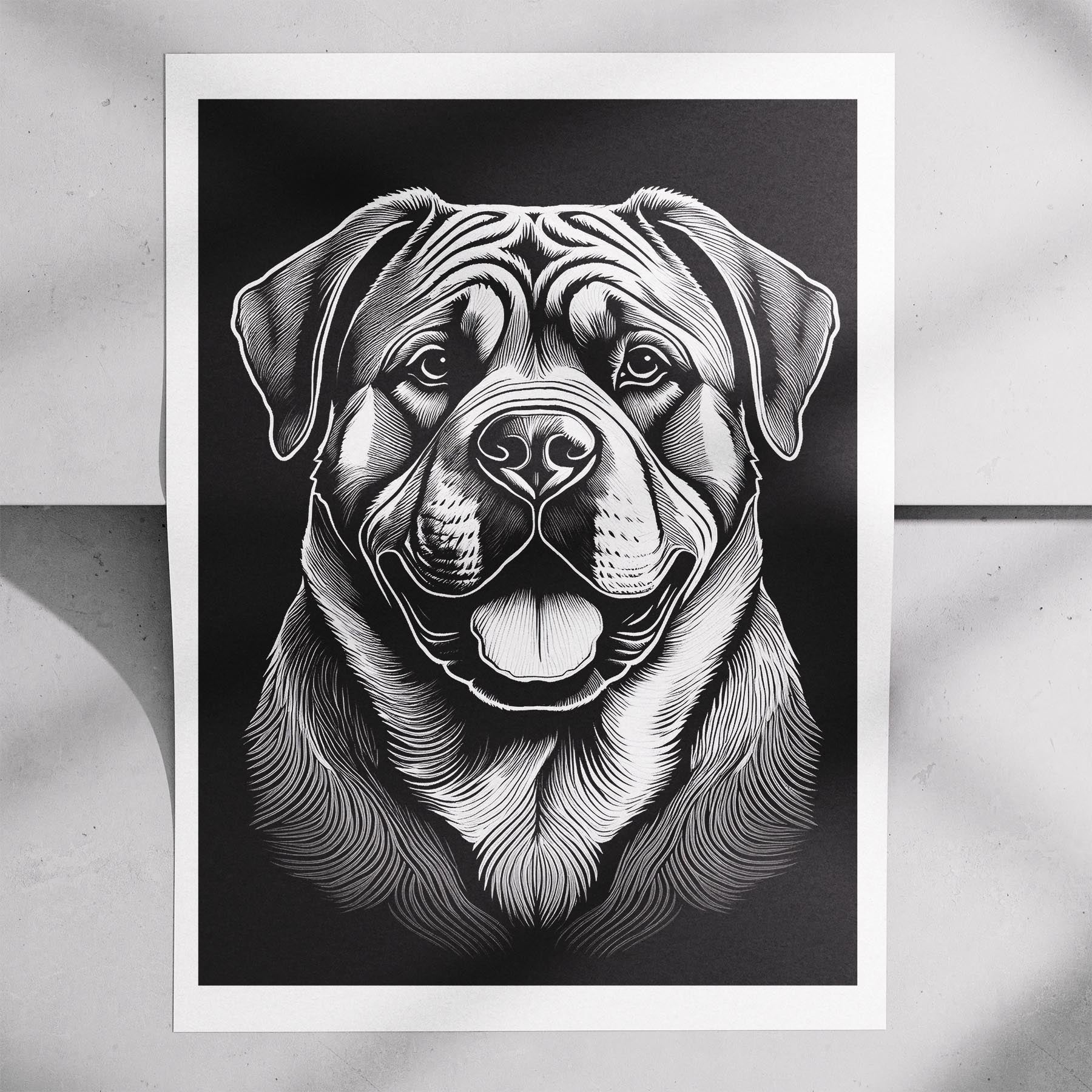 Mastiff Line Dog Series in Black and White image 7