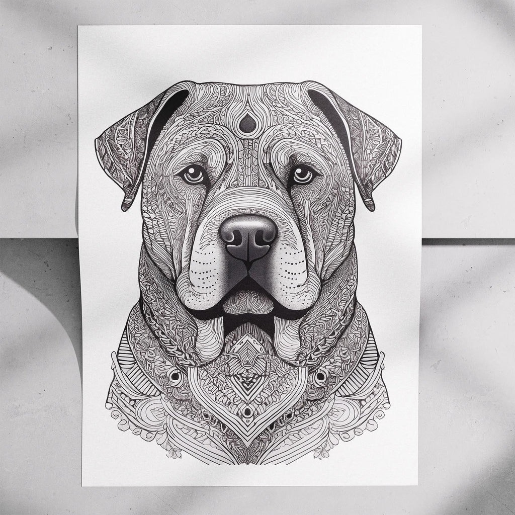 Shar Pei Mandala Black and White Dog Series image 7