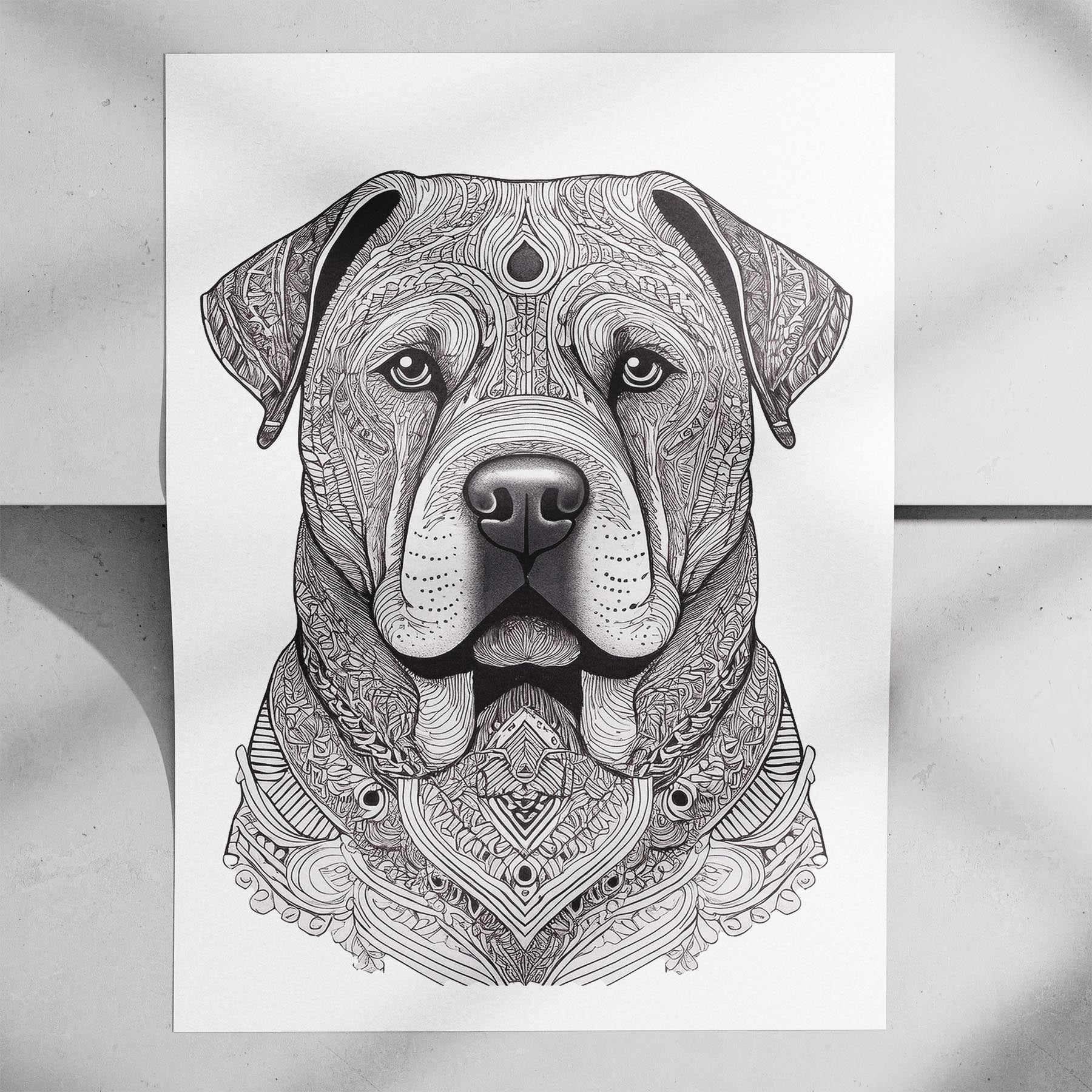 Shar Pei Mandala Black and White Dog Series image 7