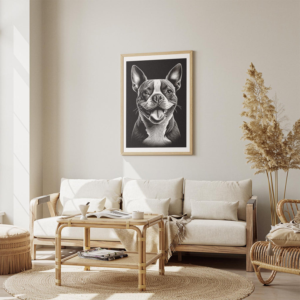 Boston Terrier Line Dog Series in Black and White image 2