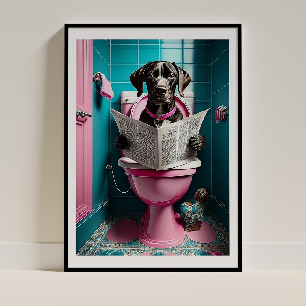 German Pointer Toilet Dogs PInk and Turquise image 0