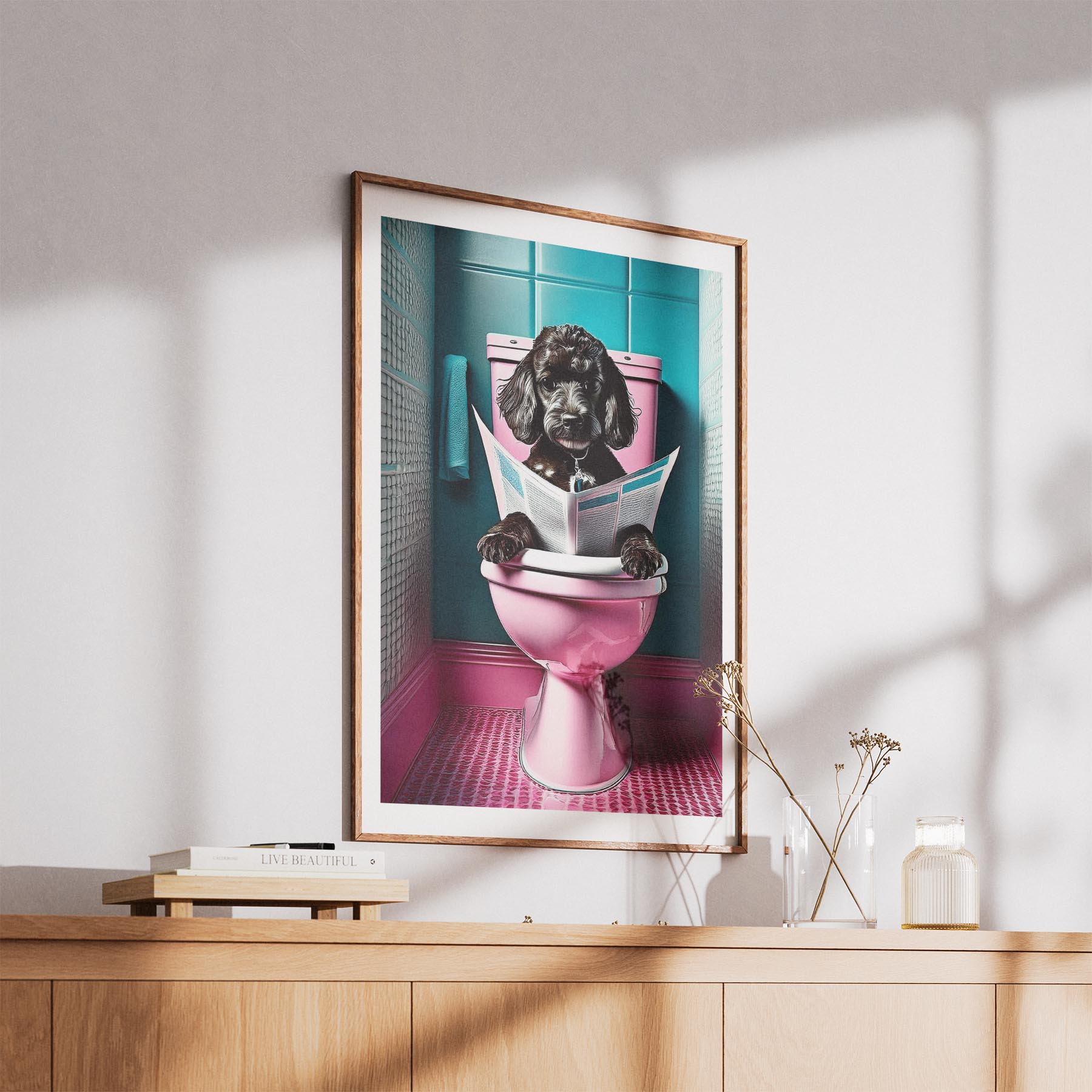Poodle Toilet Dogs PInk and Turquise image 5