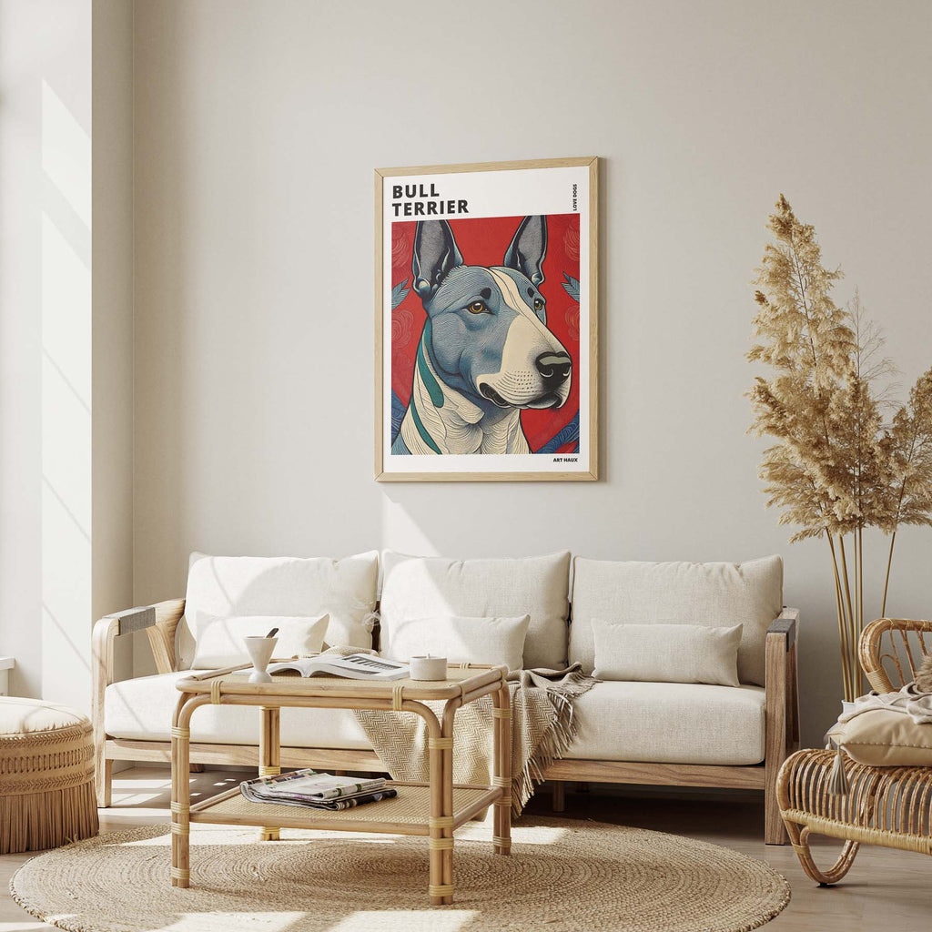 Bull Terrier Hokusai Japanese Inspired Dog Series with Text image 2
