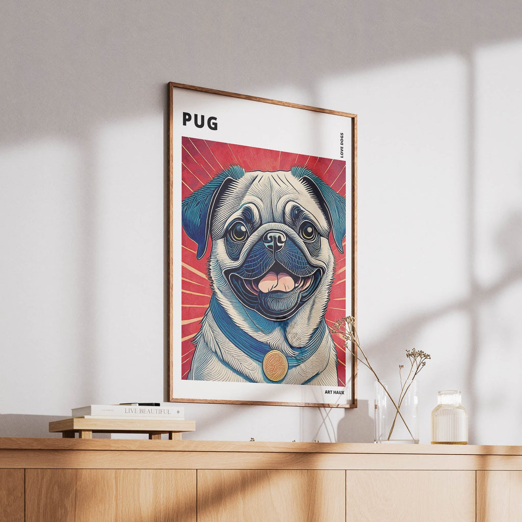 Pug Hokusai Japanese Inspired Dog Series with Text image 5