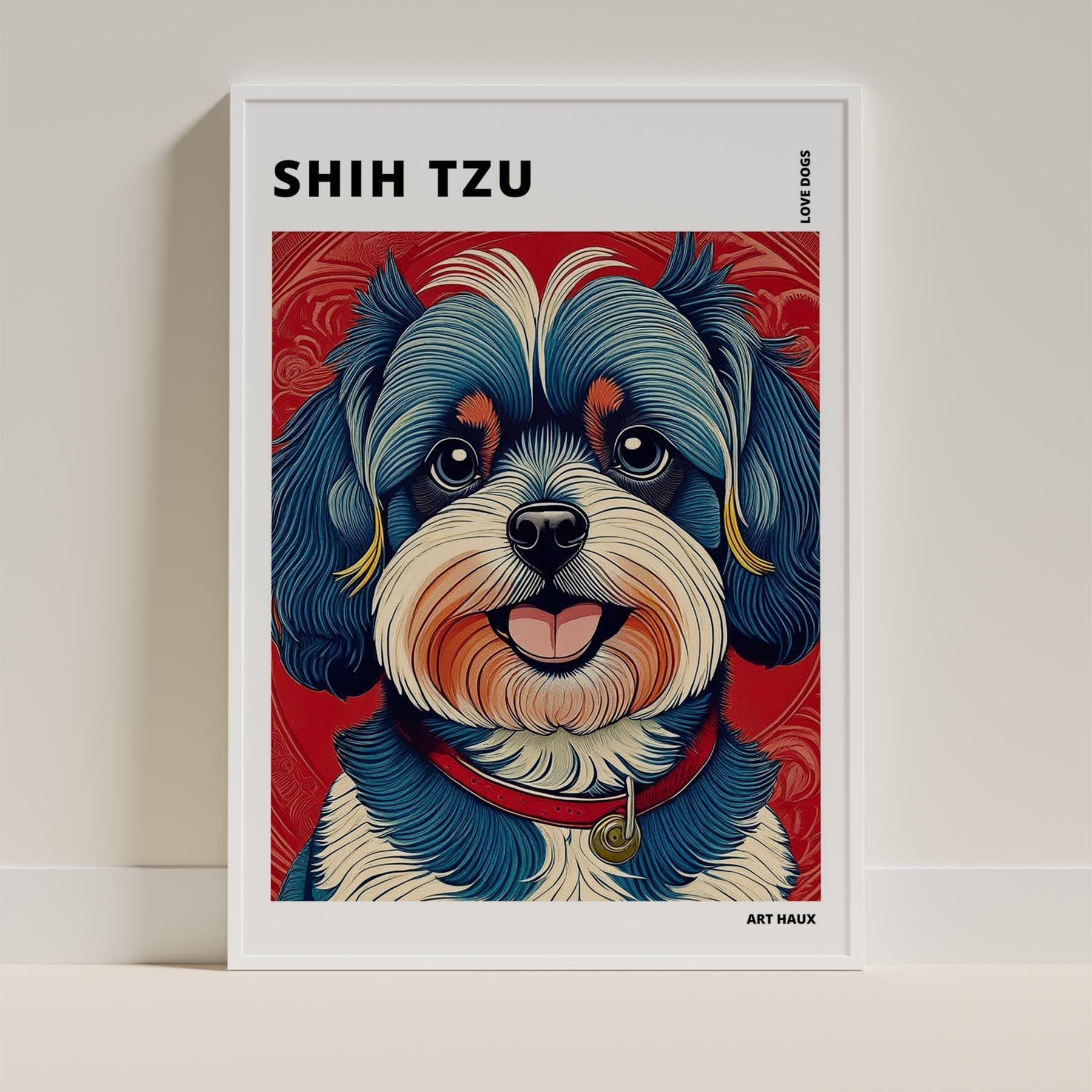 Shih Tzu Hokusai Japanese Inspired Dog Series with Text image 8