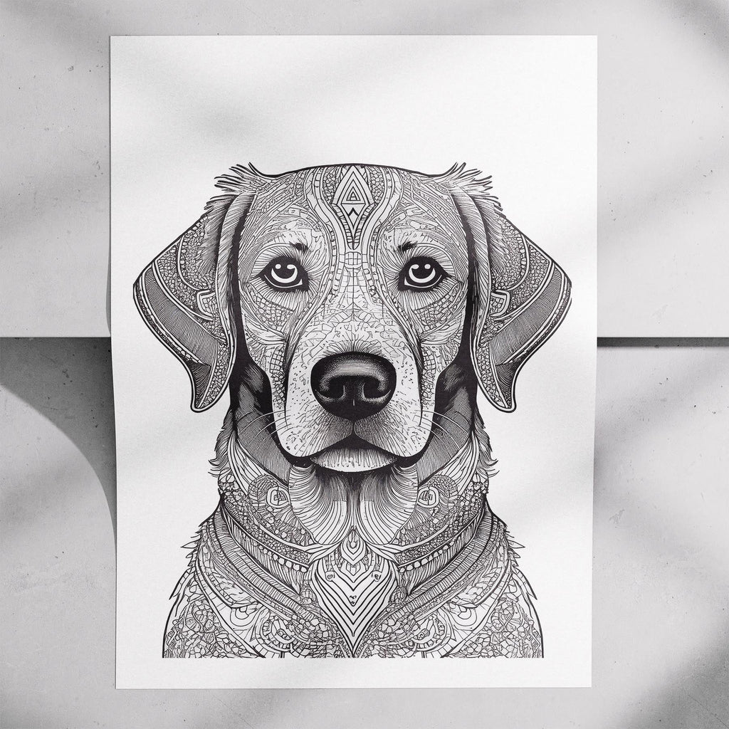 Golden Retriever Mandala Black and White Dog Series image 7