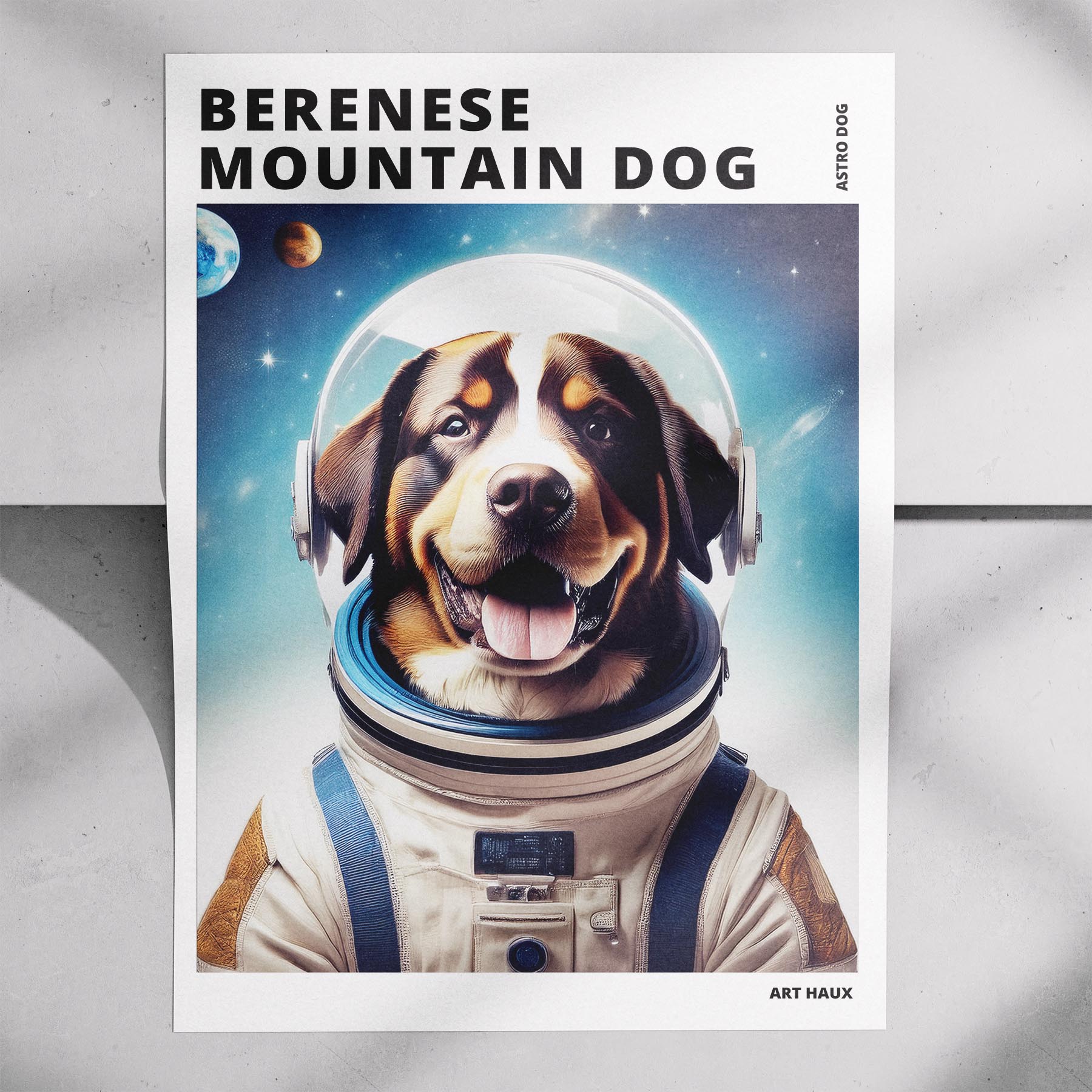 Bernese Mountain Dog Astronaut Dog Series with Text Astro Dog image 7