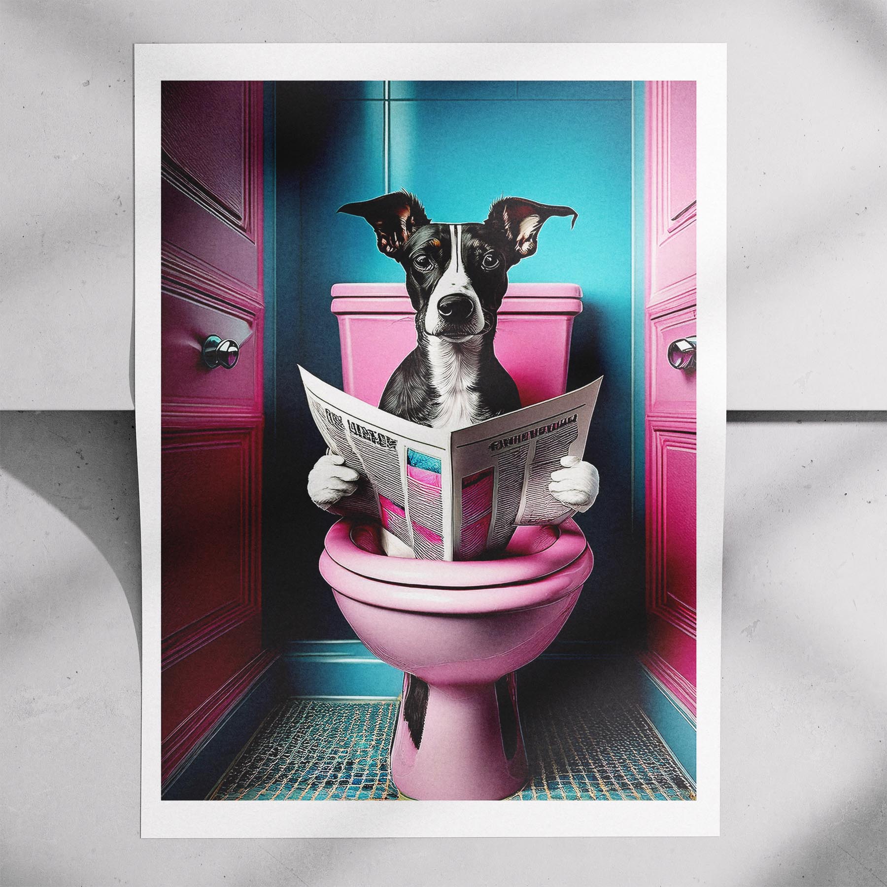 Whippet Toilet Dogs PInk and Turquise image 7