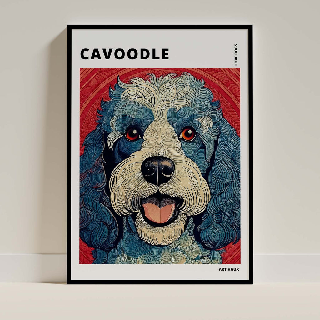 Cavoodle Hokusai Japanese Inspired Dog Series with Text image 0