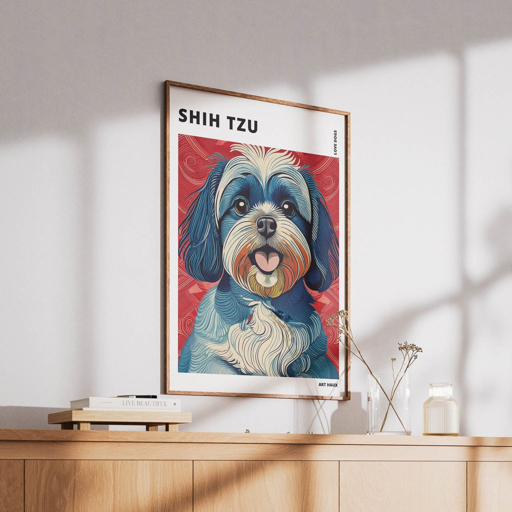 Shih Tzu Hokusai Japanese Inspired Dog Series with Text image 5