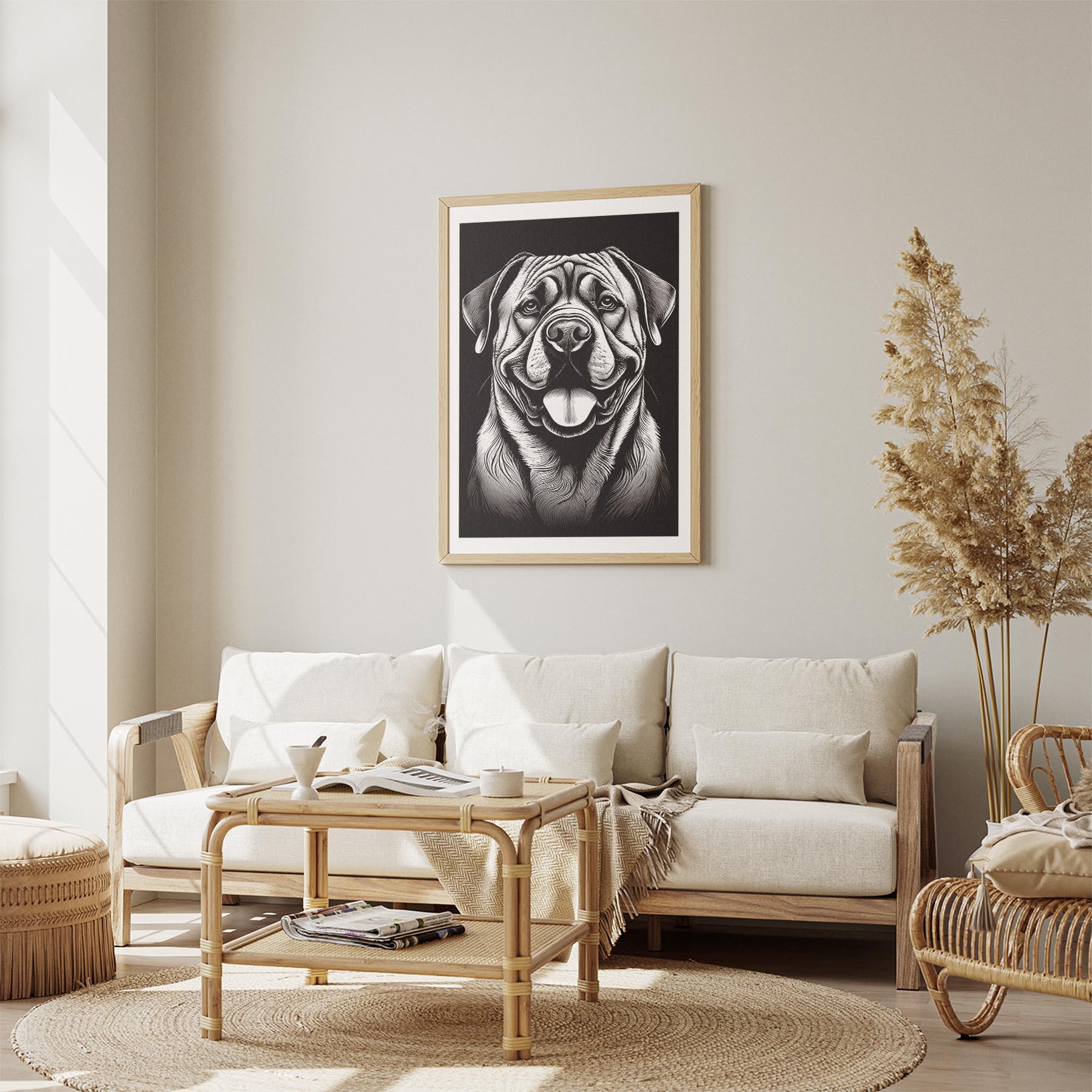 Bullmastiff Line Dog Series in Black and White image 2