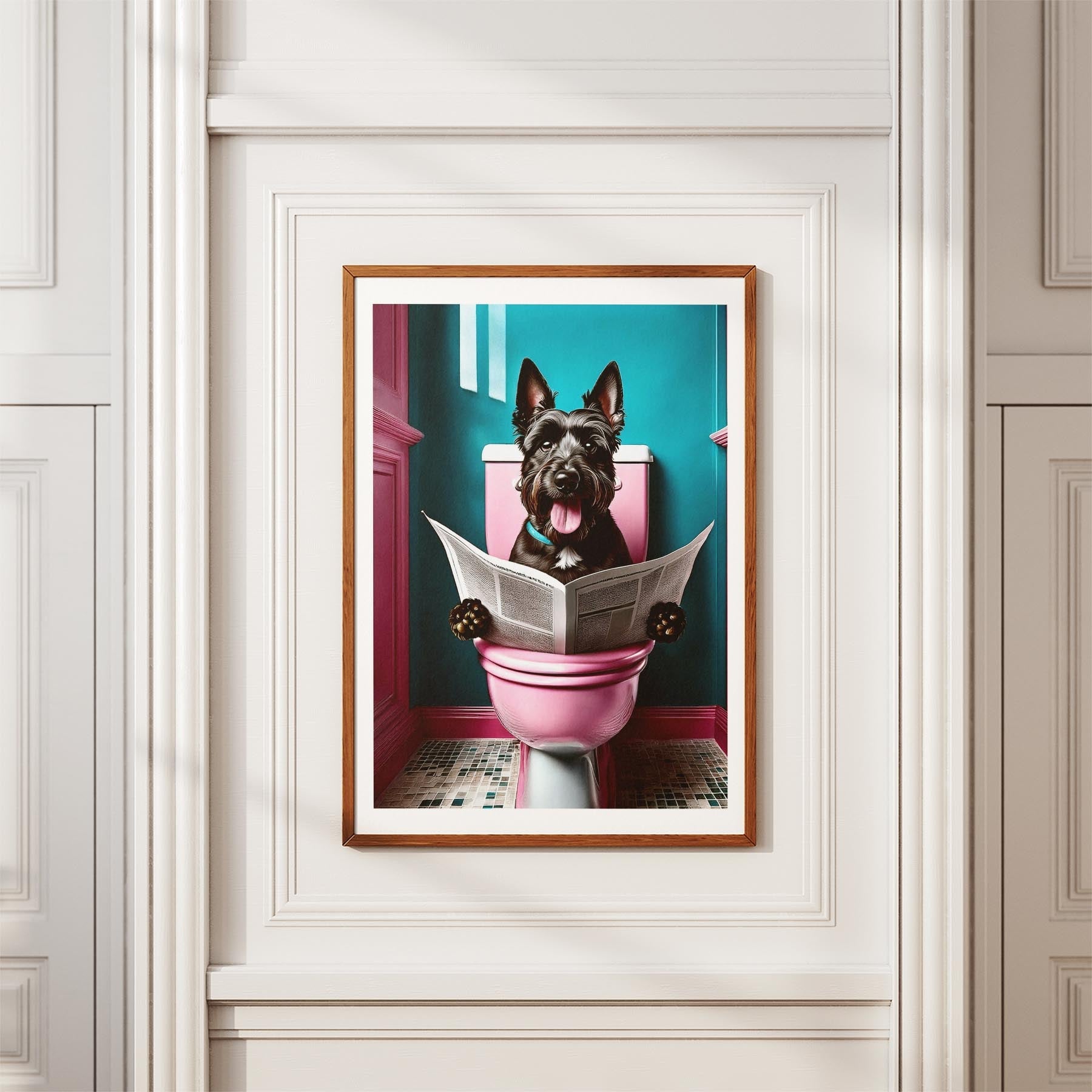 Scottish Terrier Toilet Dogs PInk and Turquise image 3