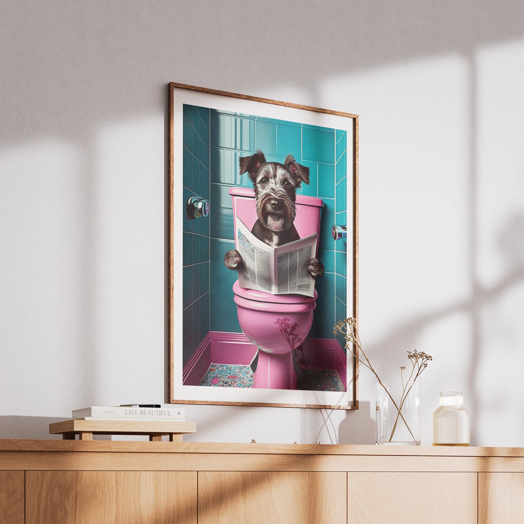 Irish Terrier Toilet Dogs PInk and Turquise image 5