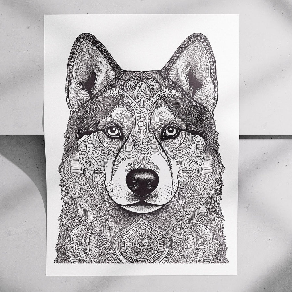 Siberian Husky Mandala Black and White Dog Series image 7