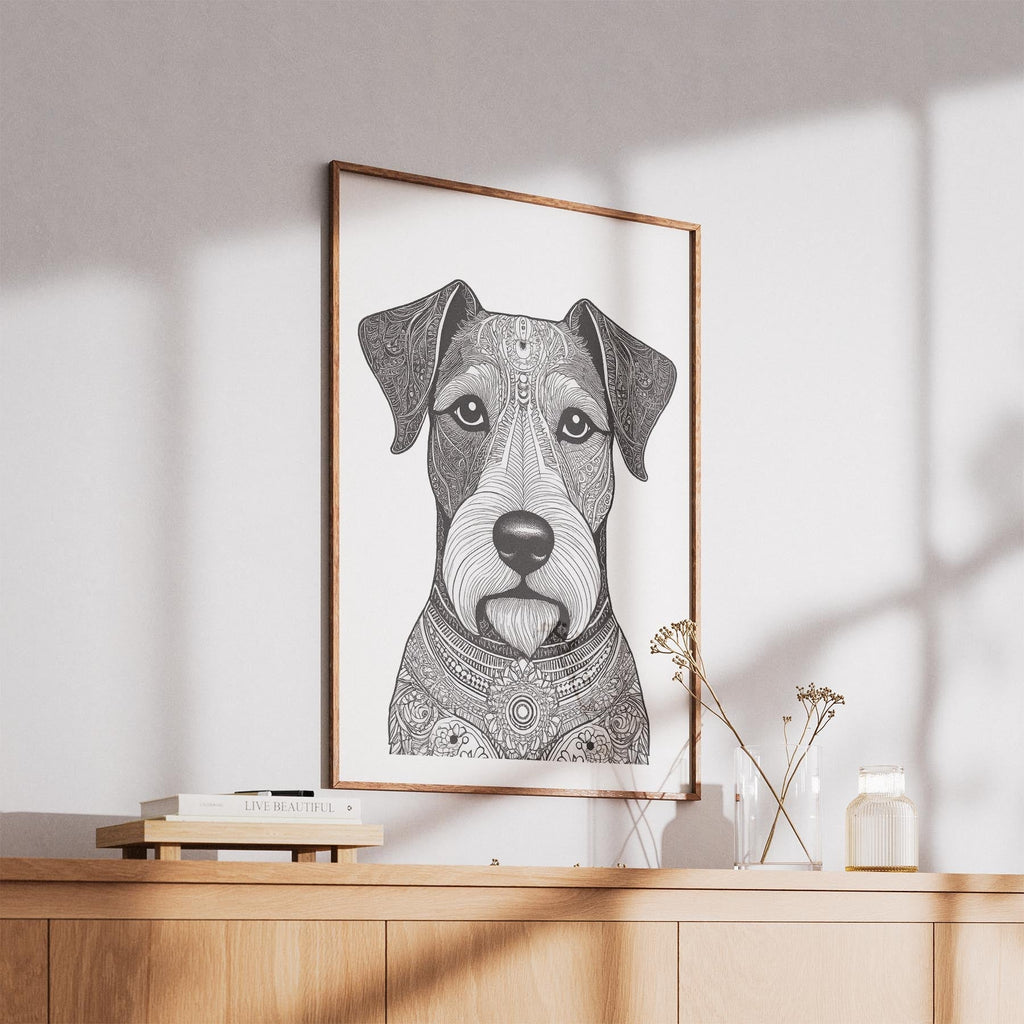 Fox Terrier Mandala Black and White Dog Series image 5