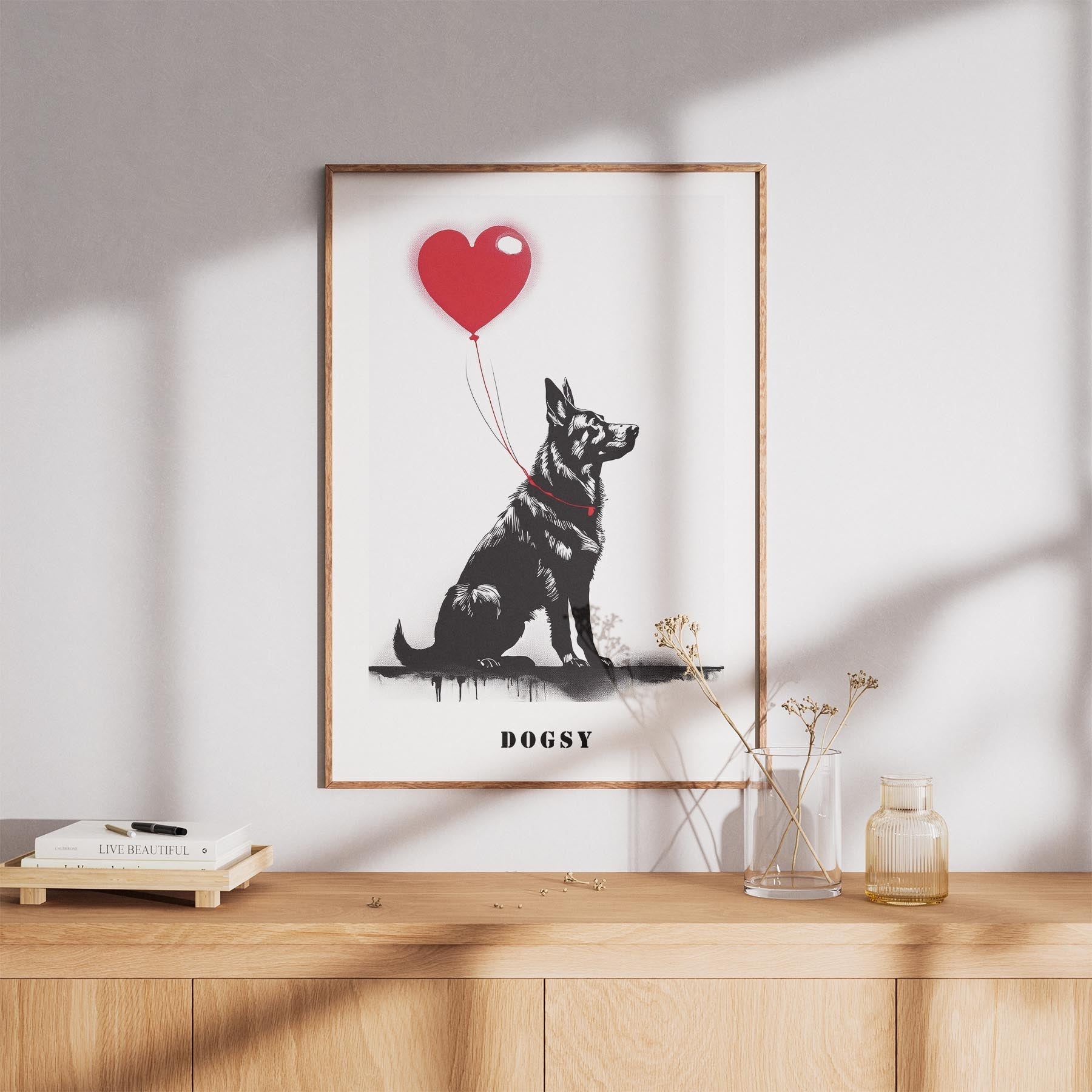 German Shepherd DOGSY Series inspired by the Art of Banksy with text Dogsy image 8