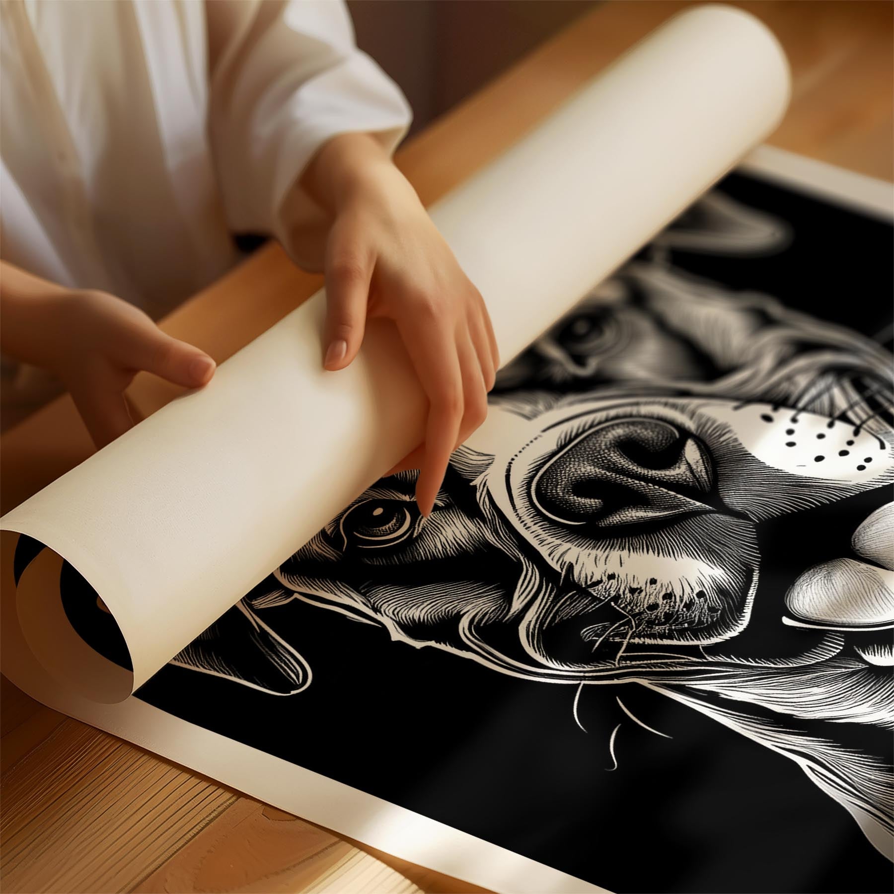 Boxer Line Dog Series in Black and White image 1