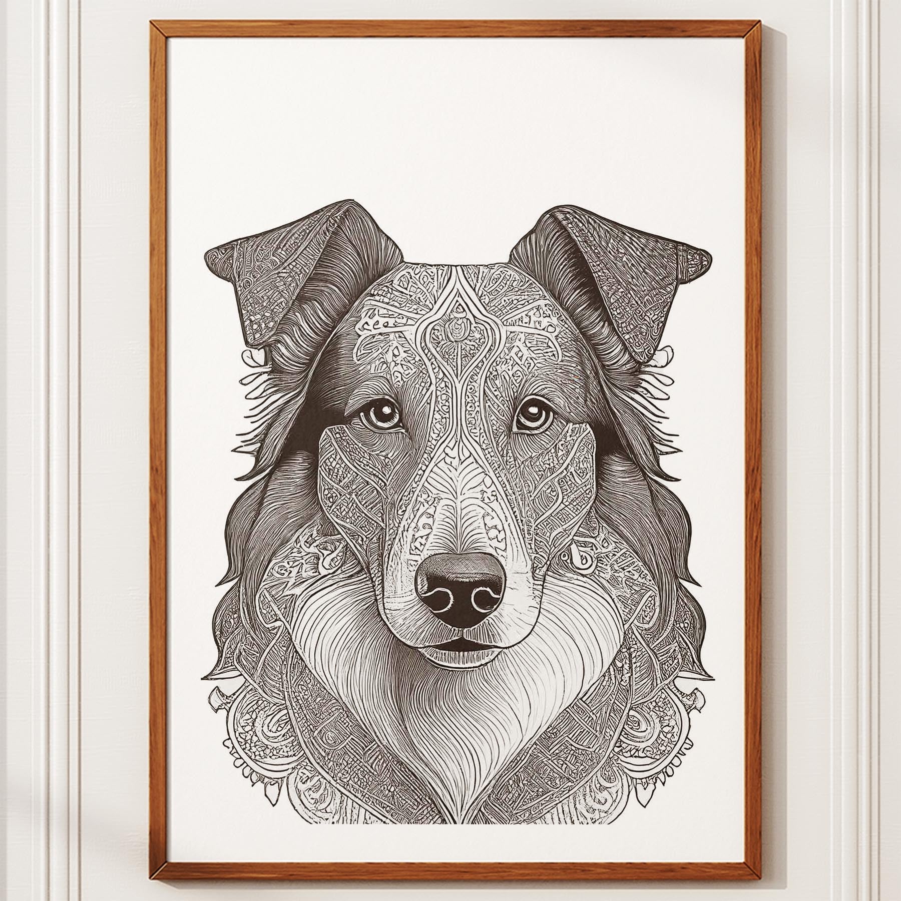 Rough Smooth Collie Mandala Black and White Dog Series image 10