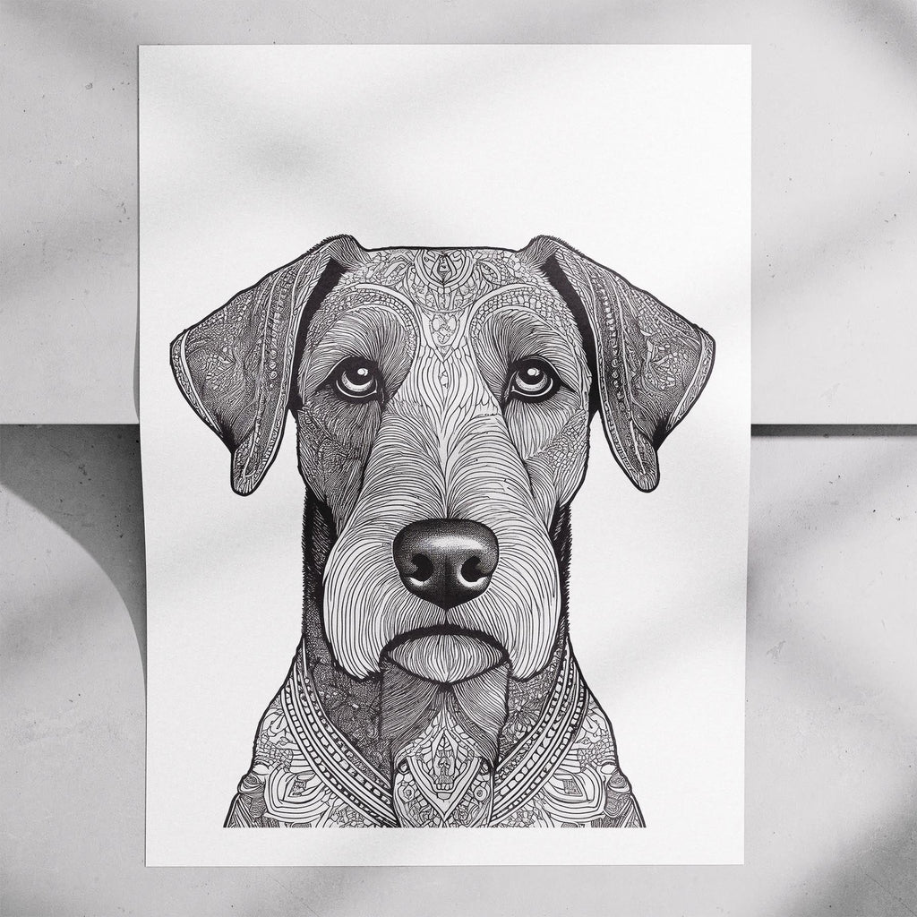 Airedale Mandala Black and White Dog Series image 7