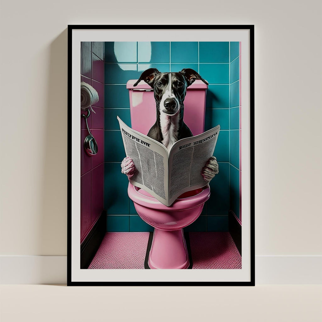Greyhound Toilet Dogs PInk and Turquise image 0
