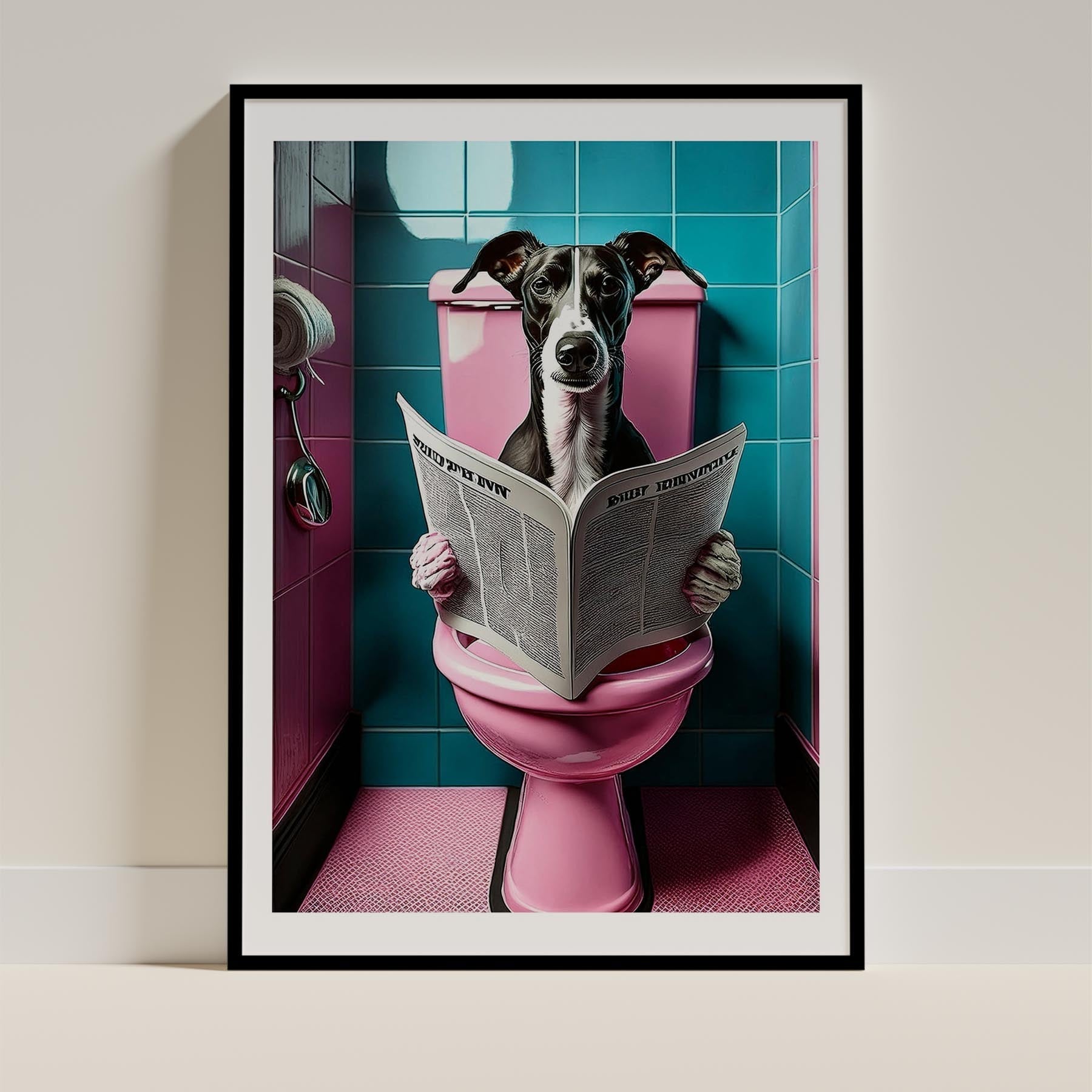 Greyhound Toilet Dogs PInk and Turquise image 0