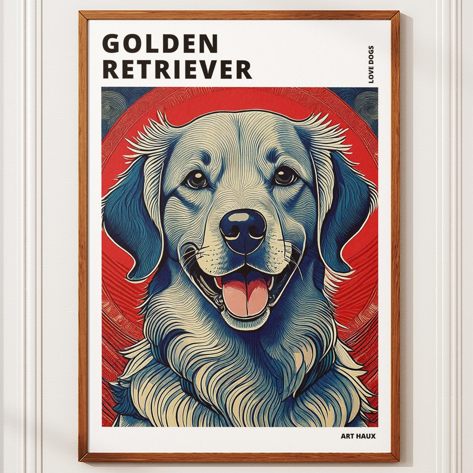 Golden Retriever Hokusai Japanese Inspired Dog Series with Text image 9