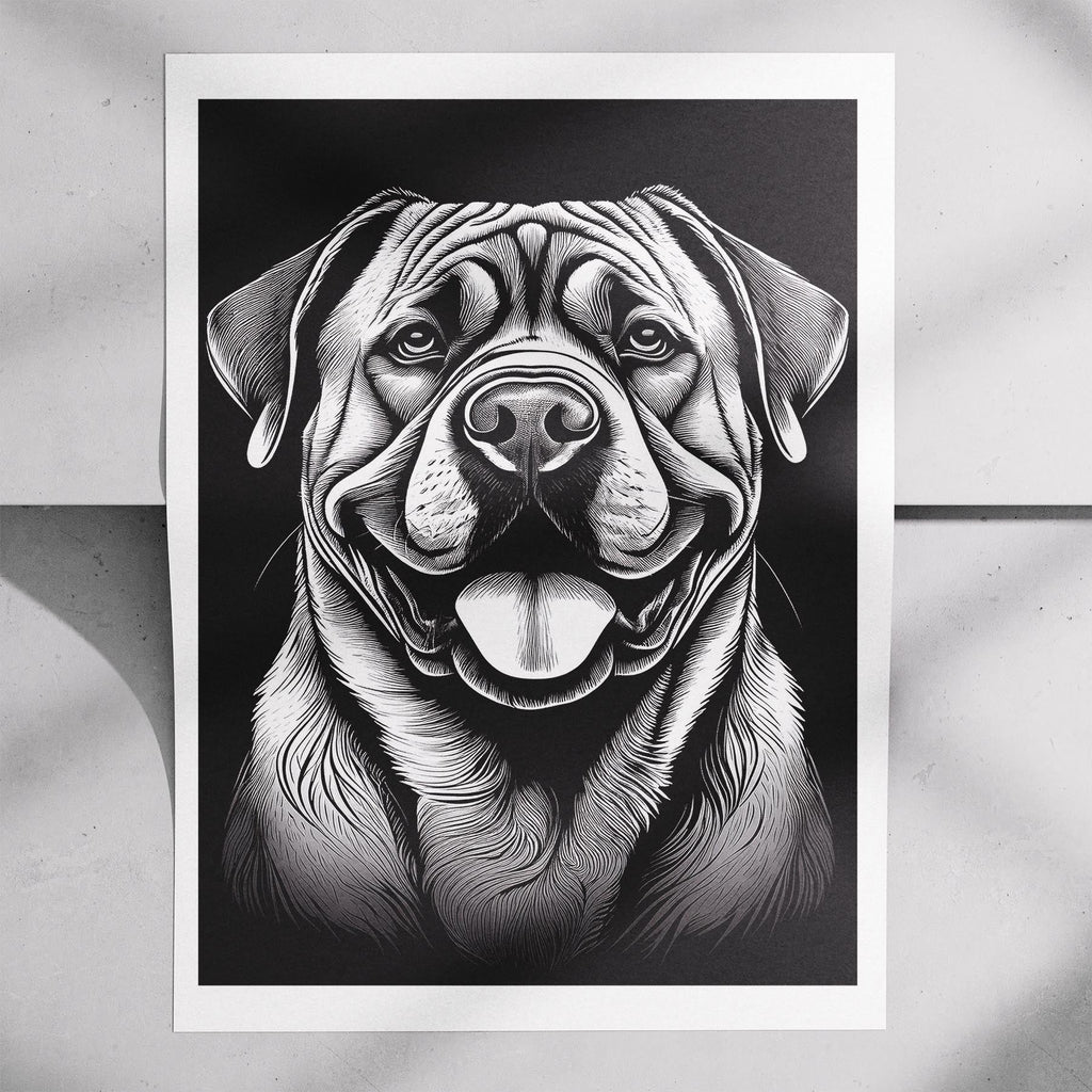 Bullmastiff Line Dog Series in Black and White image 7