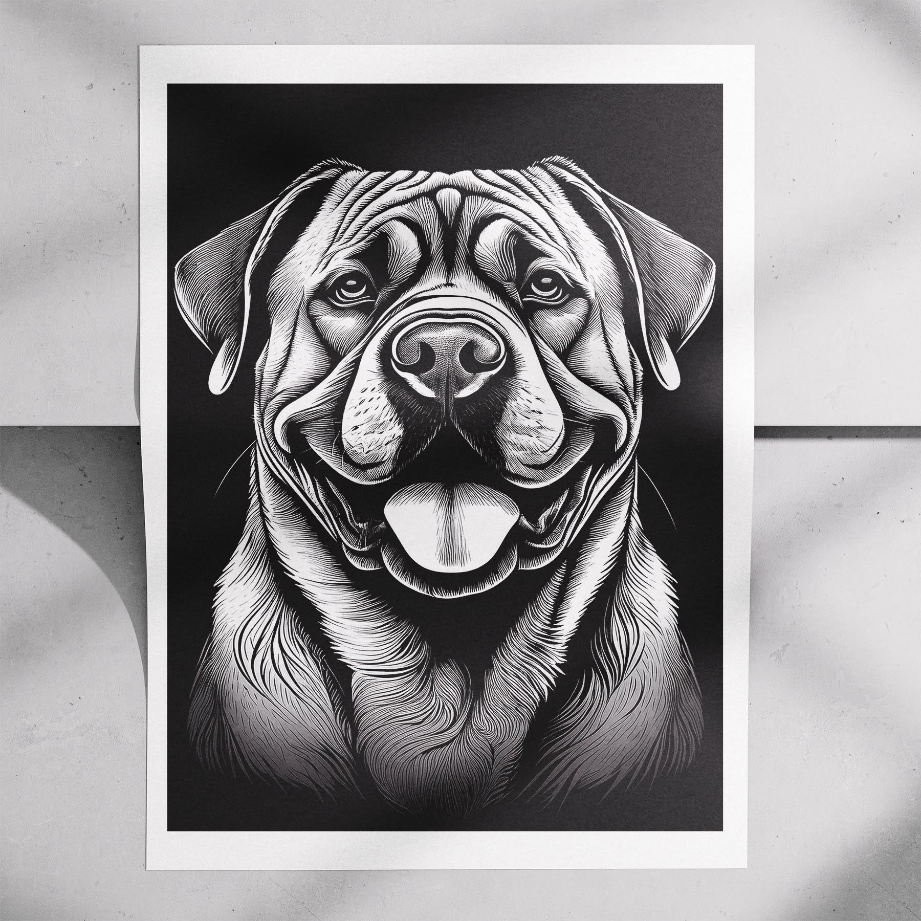 Bullmastiff Line Dog Series in Black and White image 7