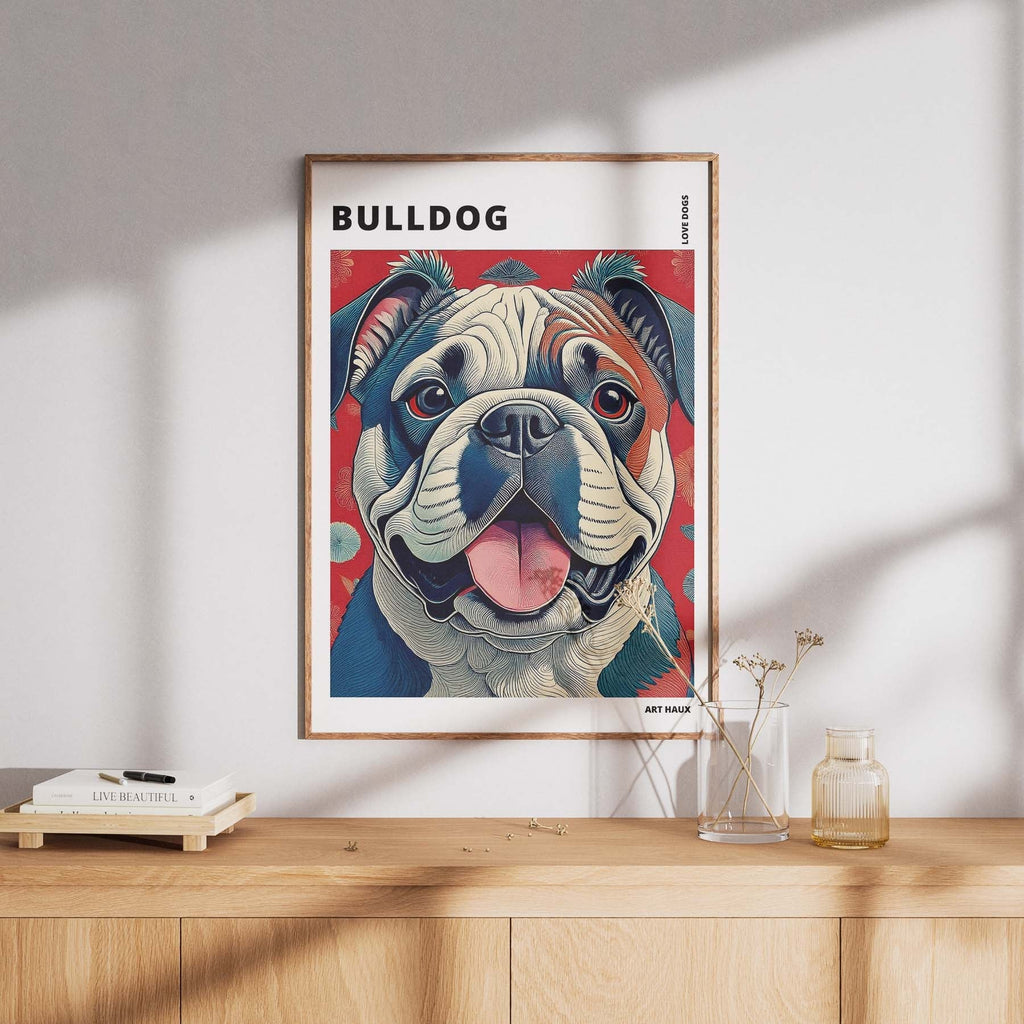 Bulldog Hokusai Japanese Inspired Dog Series with Text image 7