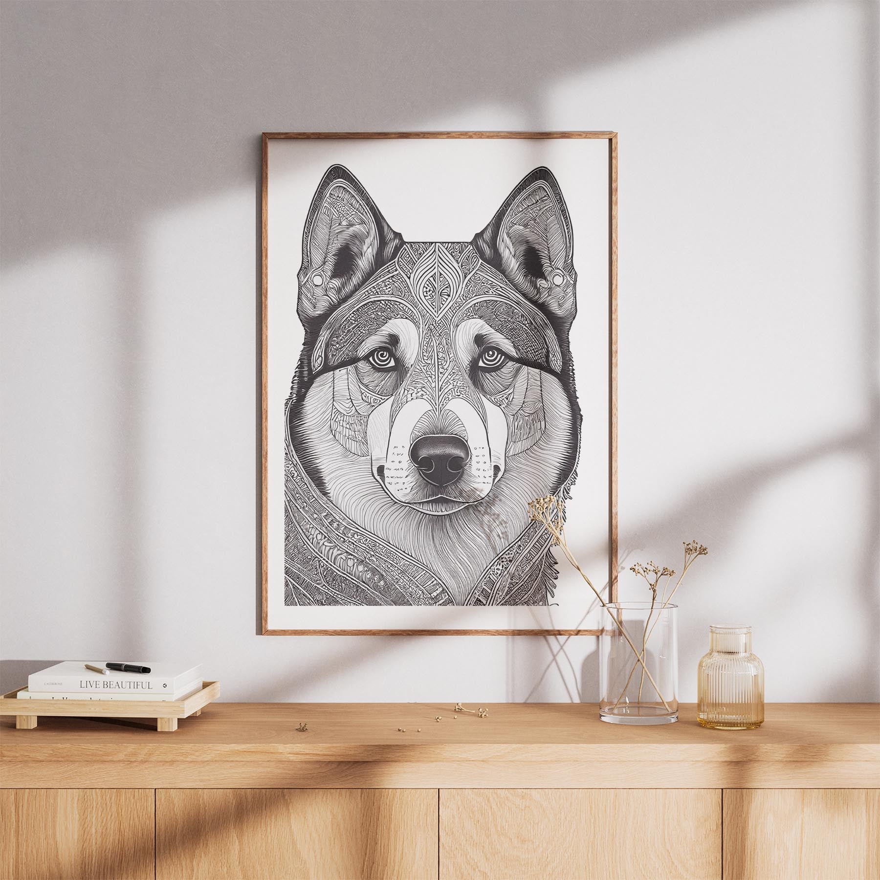 Alaskan Malamute Mandala Black and White Dog Series image 8