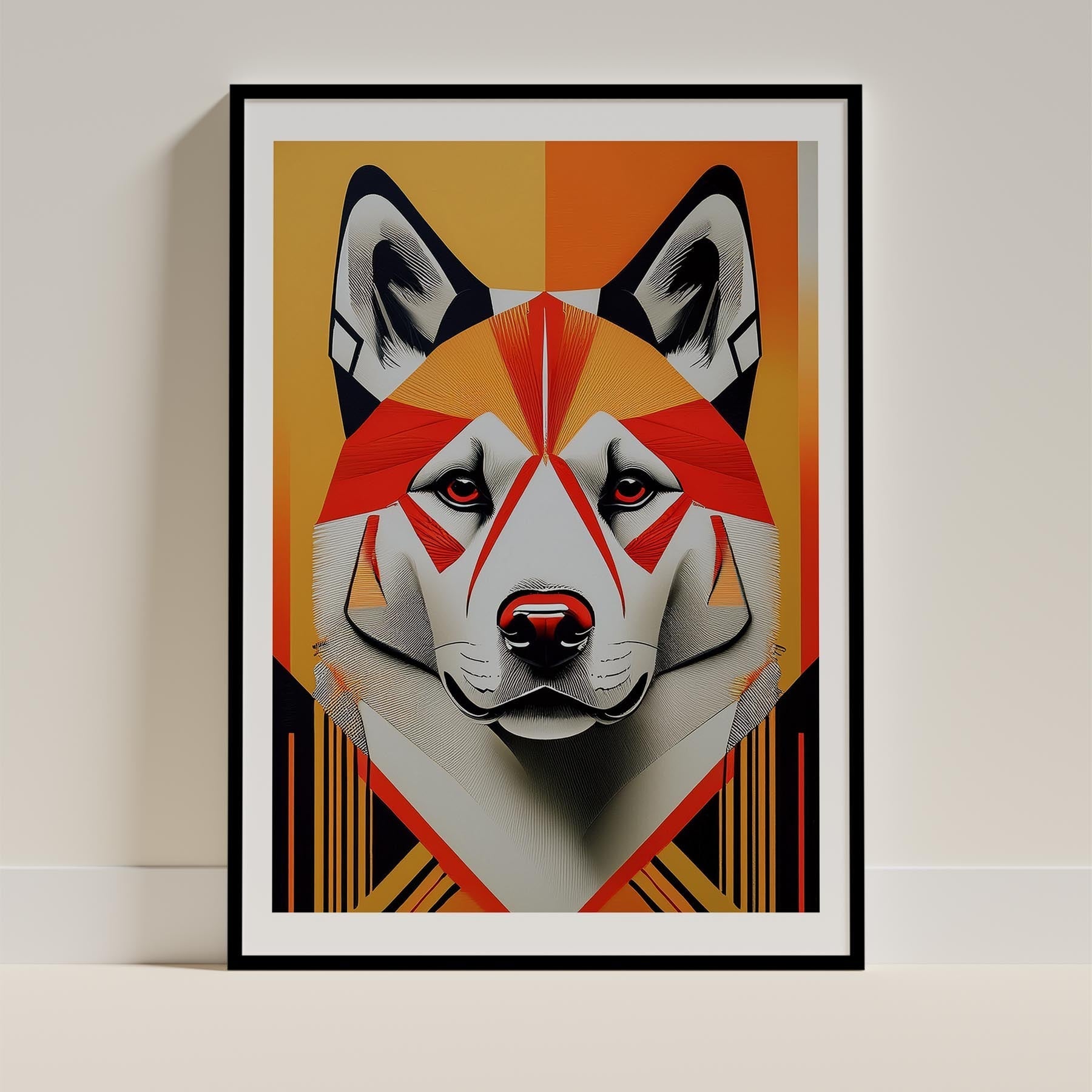 Akita Inu Geometric Orange Series image 0