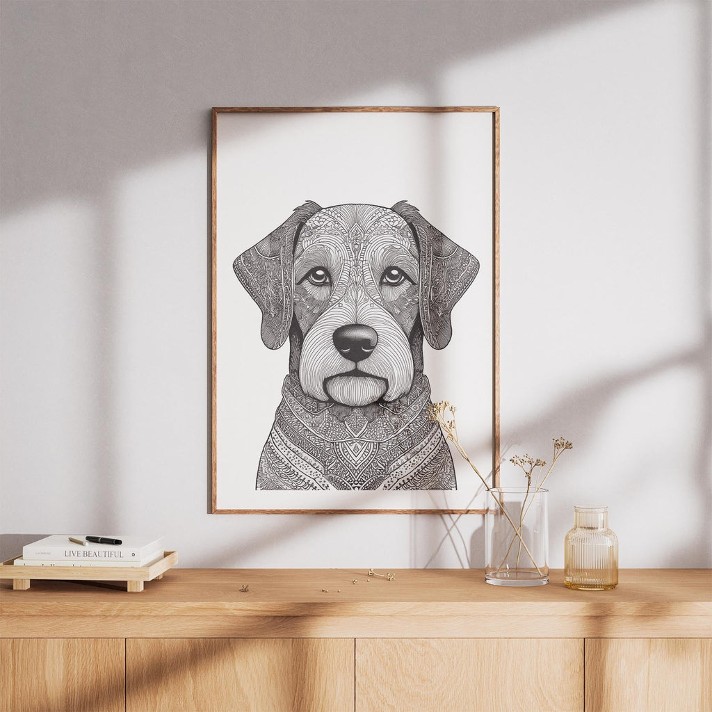 Australian Silky Terrier Mandala Black and White Dog Series image 8