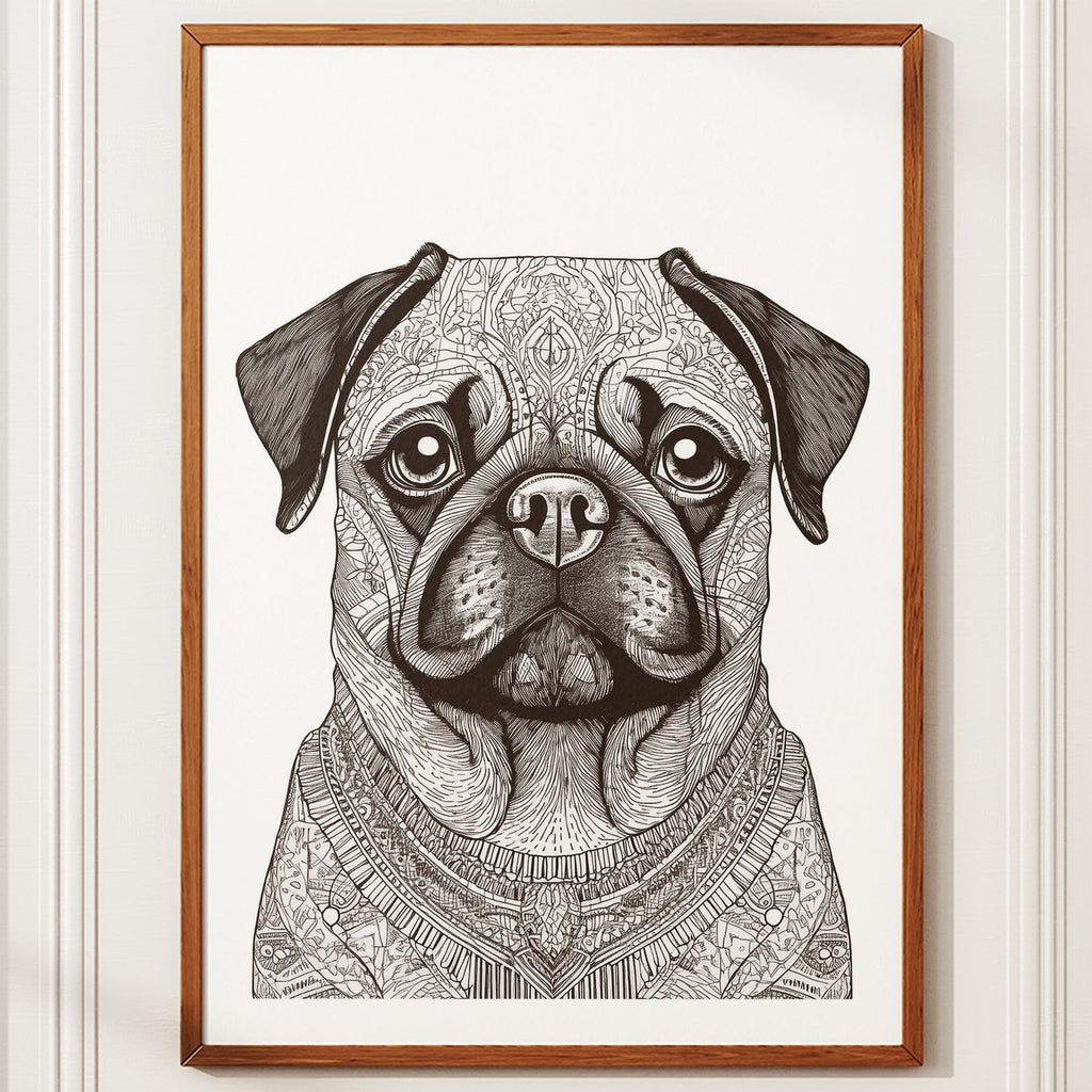 Pug Mandala Black and White Dog Series image 10