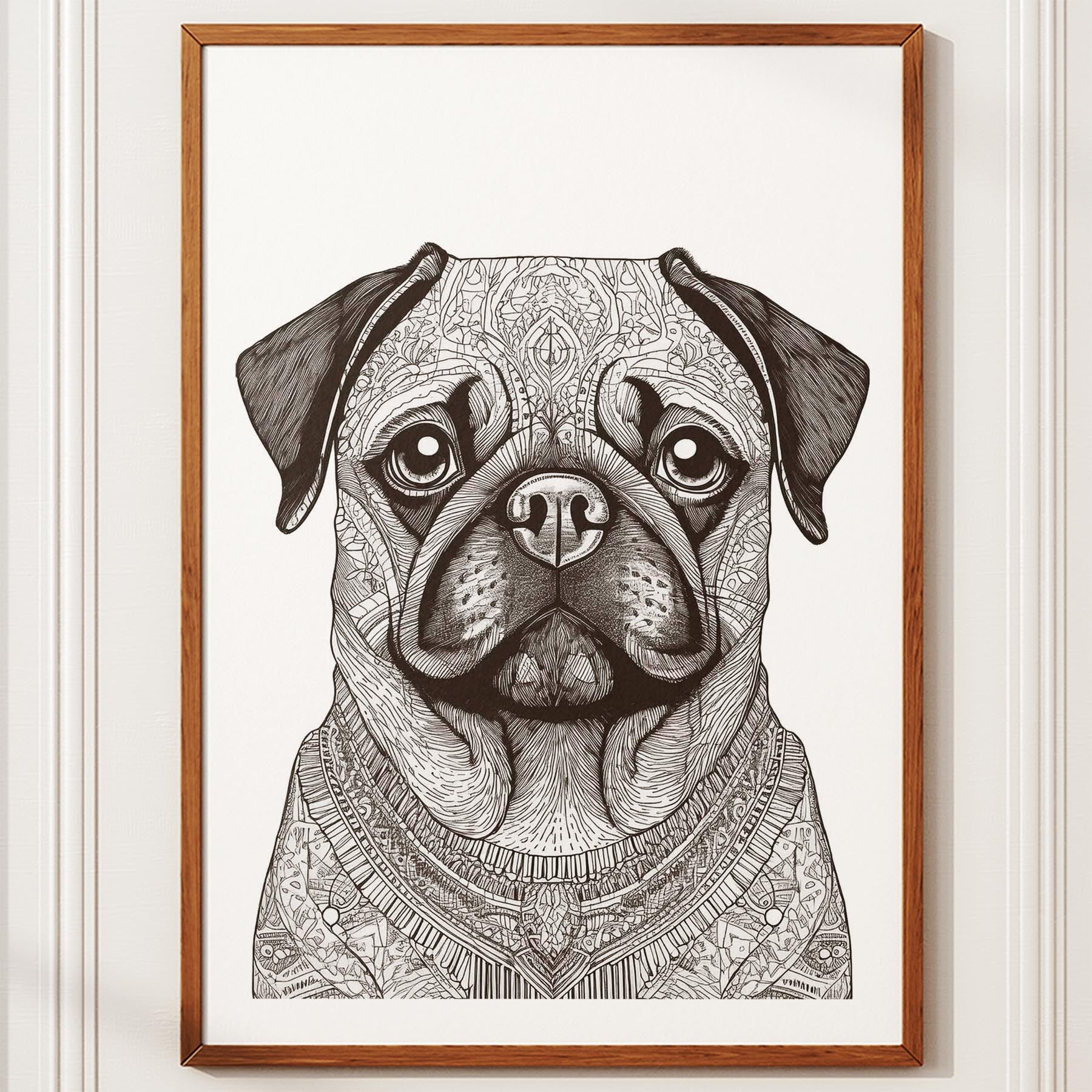 Pug Mandala Black and White Dog Series image 10