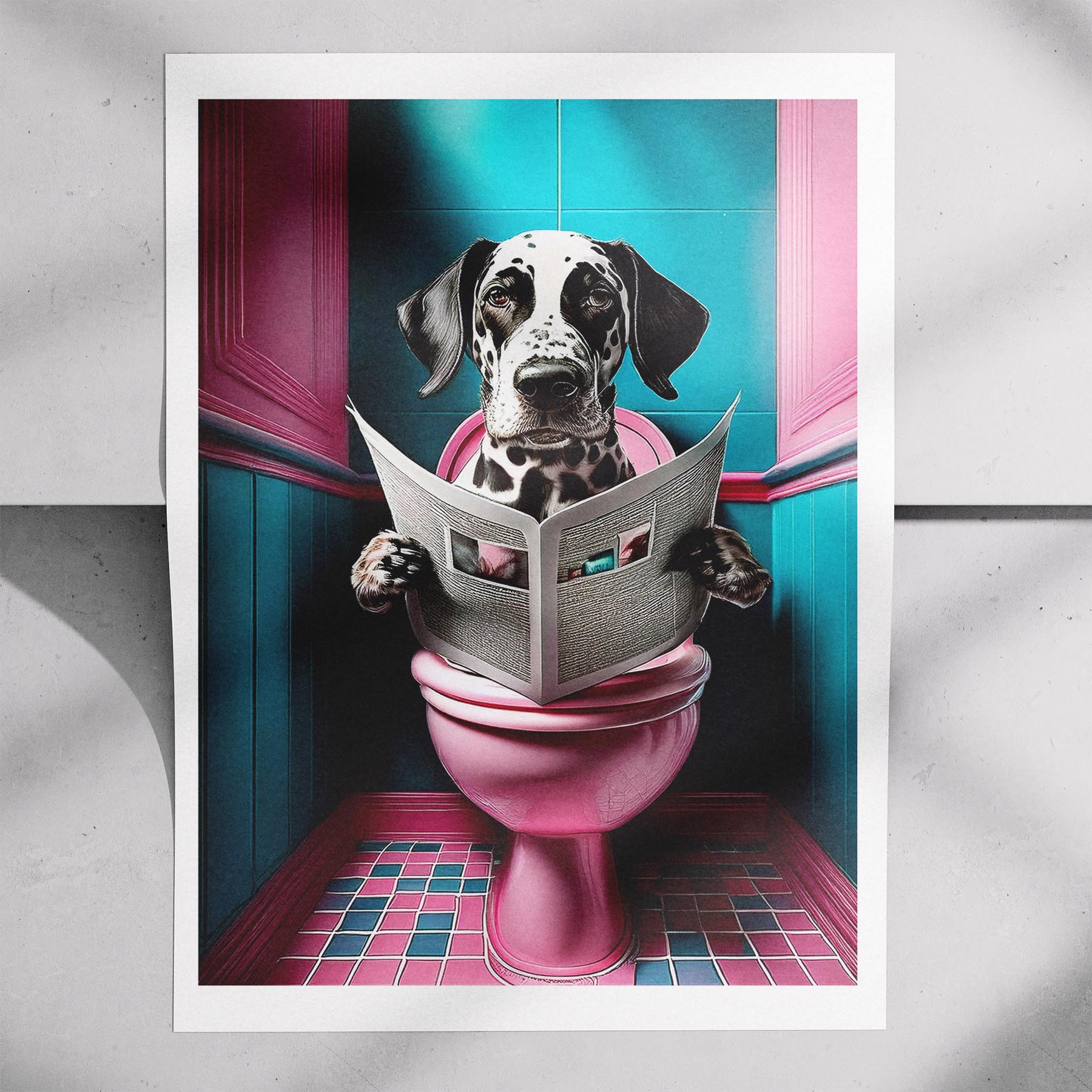 Dalmatian Toilet Dogs PInk and Turquise image 7