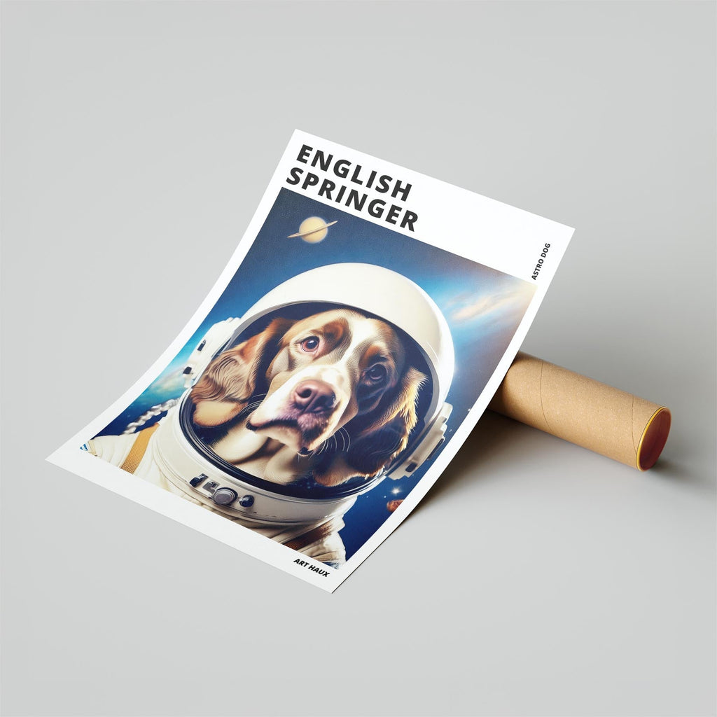 English Springer Spaniel Astronaut Dog Series with Text Astro Dog image 6