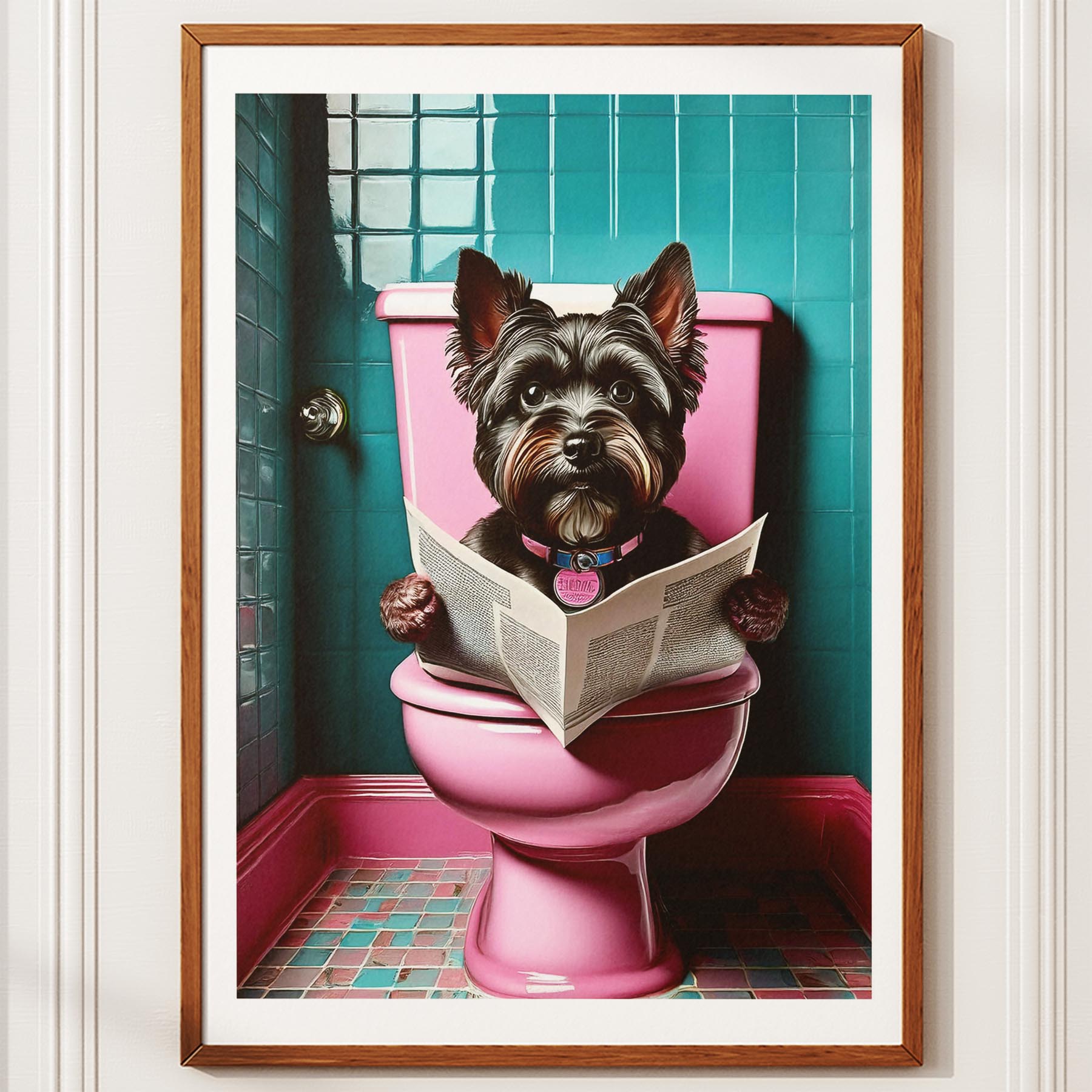 Yorkshire Terrier Toilet Dogs PInk and Turquise ! This kitschy, colourful Yorksh image 8