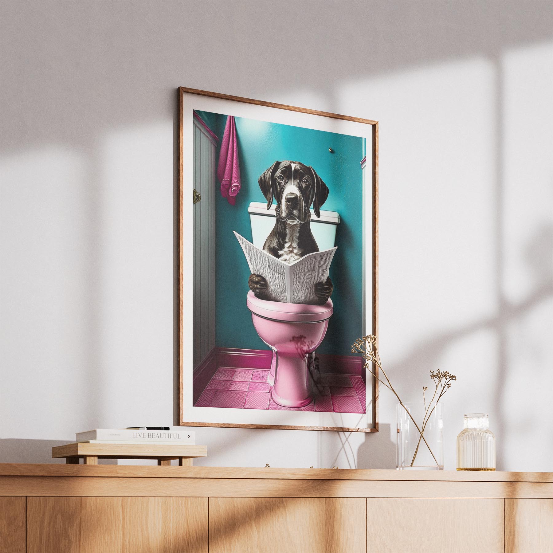 English Pointer Toilet Dogs PInk and Turquise image 5